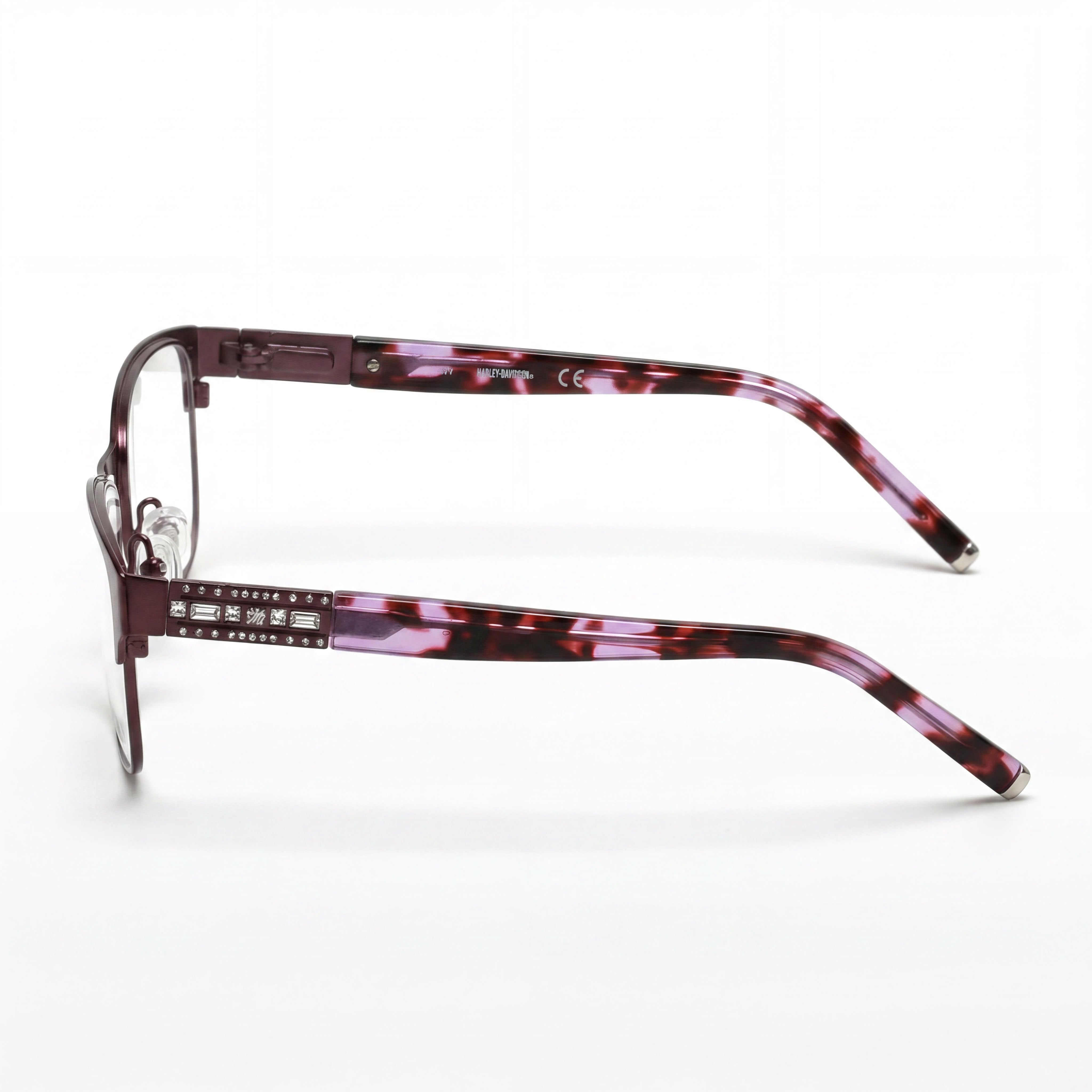 Gafas de metal Harley-Davidson HD0540 para mujer, montura violeta mate y habana coloreada, sin lentes, 56 mm, Photo 3