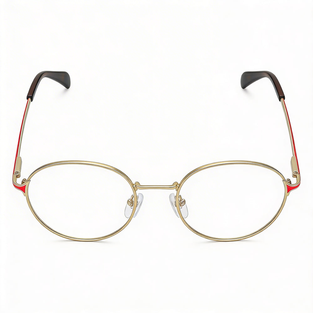 Tous classical Women's Rounded Stainless Steel Eyeglasses Shiny Rose Gold with Orange Transparent Lens 49mm