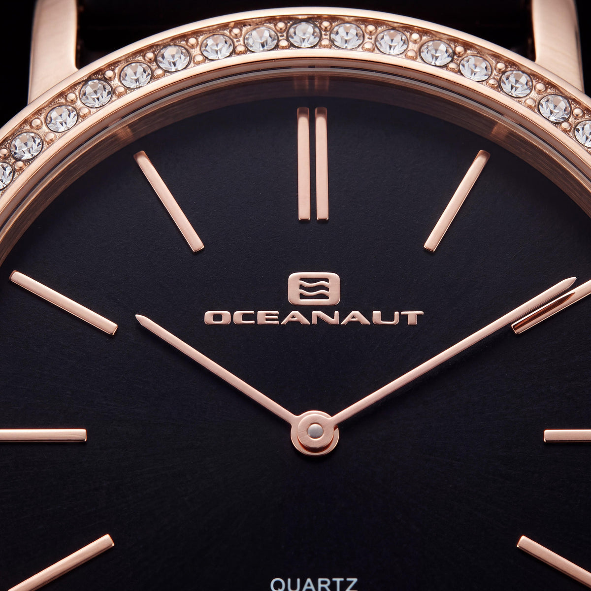 Oceanaut Quartz Movement Women's Watch with Black Case, Black Dial, and Crystal-Embellished Bezel, Photo 2