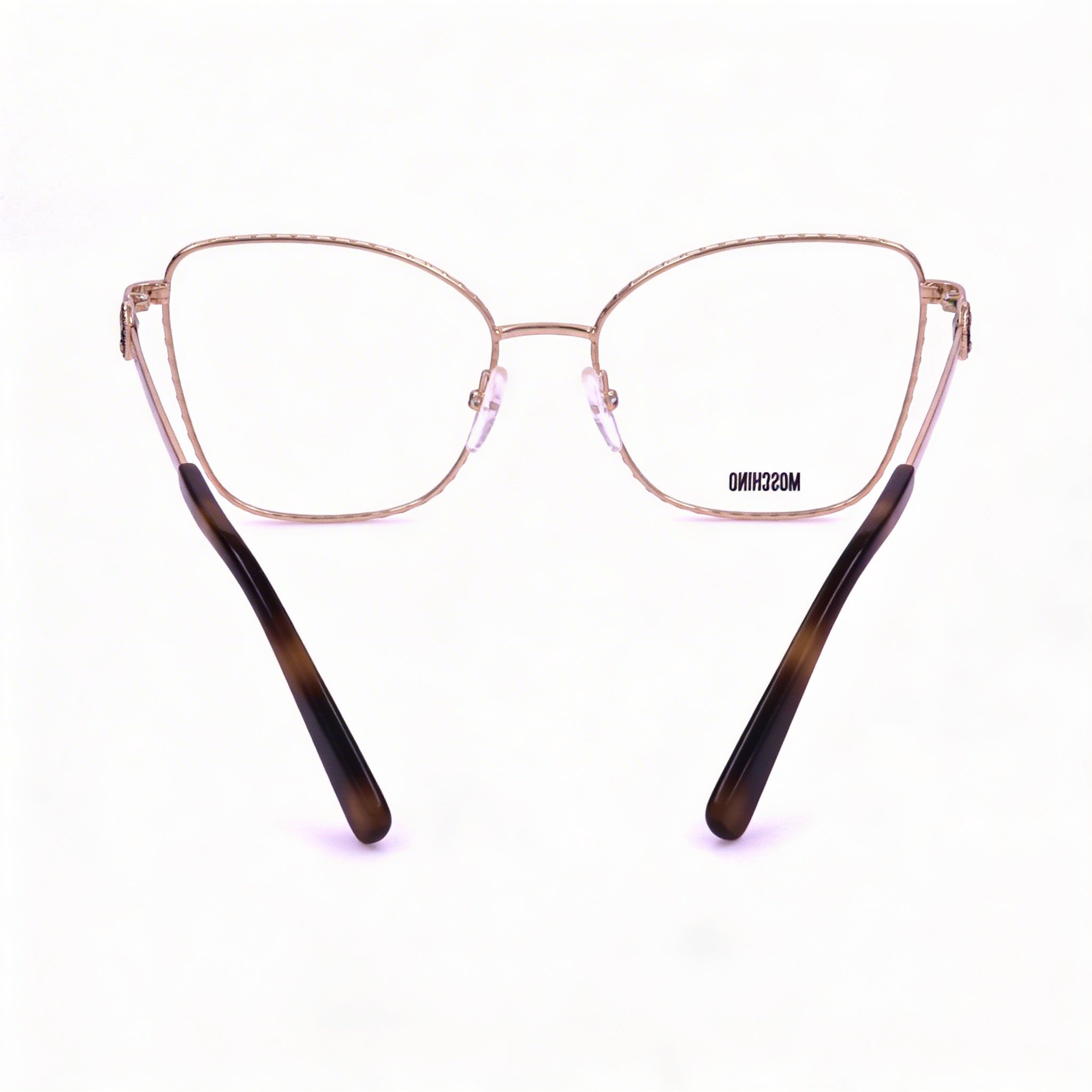 Gafas graduadas Moschino MOS587 para mujer, con diseño de mariposa en metal dorado y cobre, con lentes de policarbonato transparentes de demostración, talla 53, Photo 2