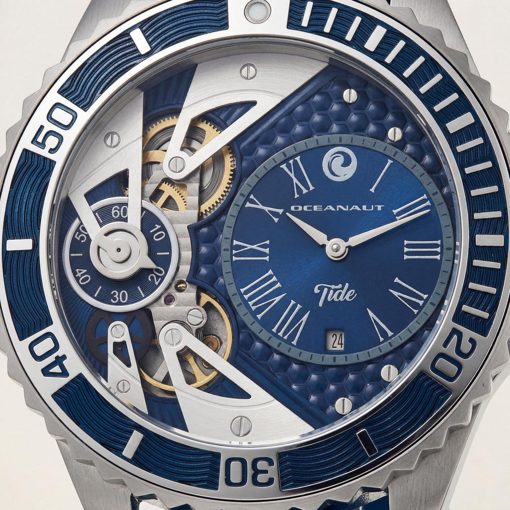 Reloj Oceanaut para hombre con movimiento de cuarzo, esfera azul, fecha, resistente al agua y mineral resistente a arañazos.