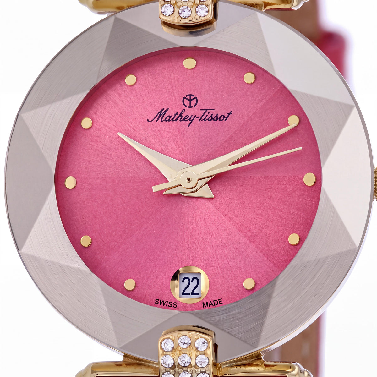 Mathey-Tissot P317F Women's Pink Dial Stainless Steel Water Resistant Watch with Leather Strap, Photo 2