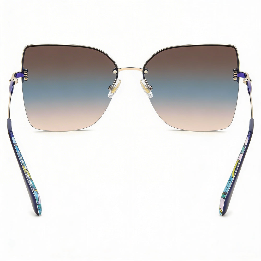 kate spade new york Ariella/G/S Unisex Gold Blue Brown Gradient Teal Stainless Steel Rimless Butterfly UV Protection Sunglasses 58mm