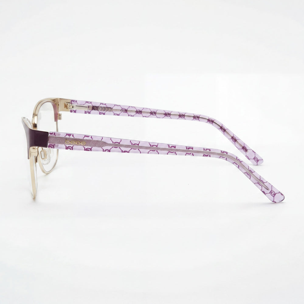 bebe Bb5196 Men's Metal Eyeglasses Frames for Lenses in Plum, Lens Width 52mm, Bridge 16mm, Temple 135mm