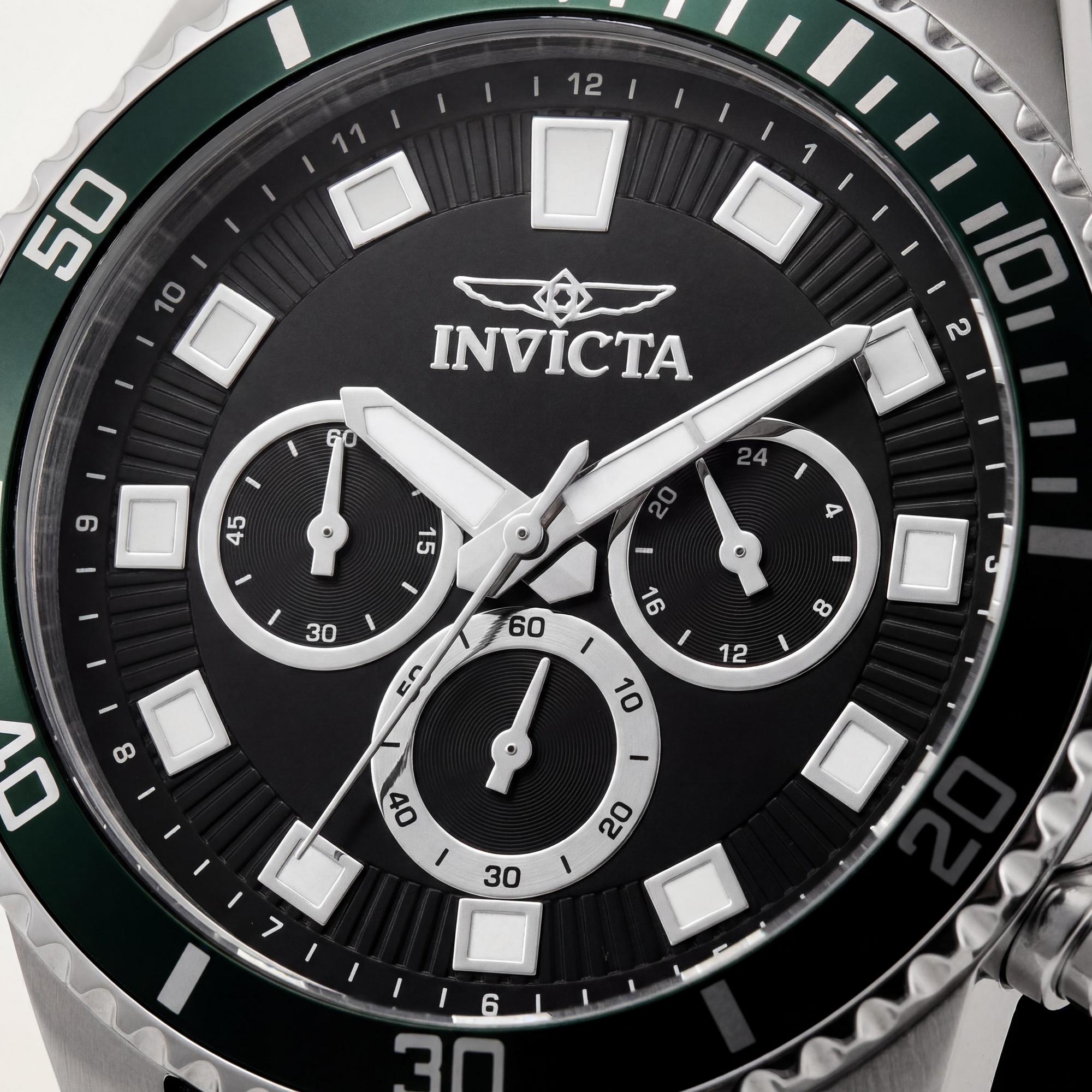 Reloj cronógrafo Invicta Pro Diver IN-46086-AMZUK de acero inoxidable plateado para hombre, 45 mm, esfera negra, Photo 2