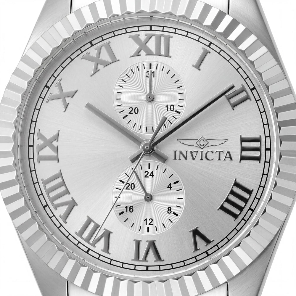 Invicta Specialty 47421 Reloj cronógrafo unisex de acero inoxidable plateado con cristal mineral, resistente al agua 50m, 43mm