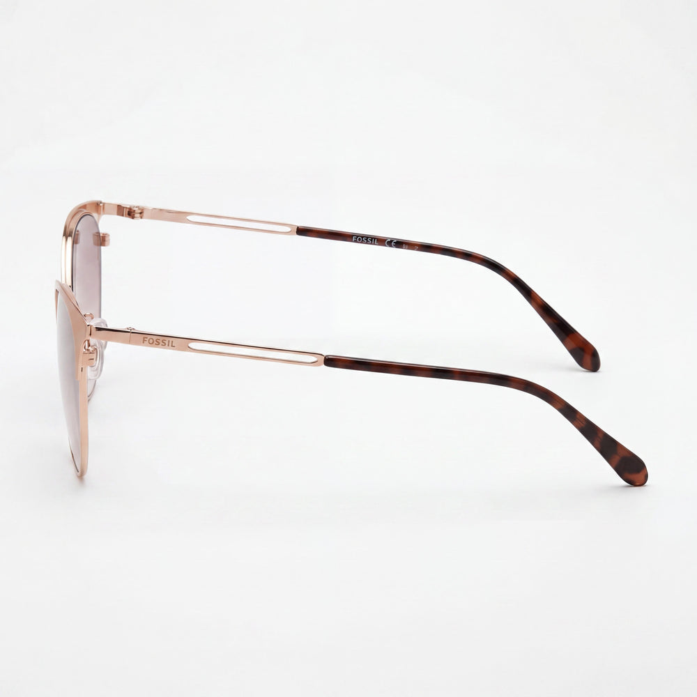 Gafas de sol Fossil casuales unisex de acero inoxidable oro rosa 55mm