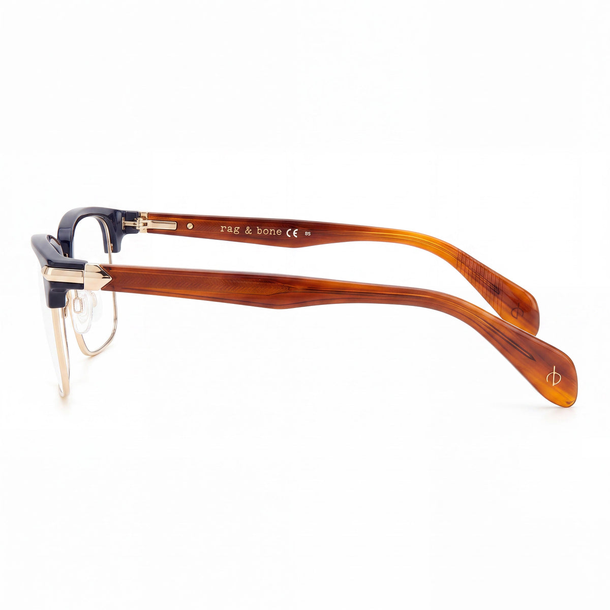rag & bone Modern Men's Blue Brown Alloy Steel Non-Polarised Sunglasses 53mm, Photo 2
