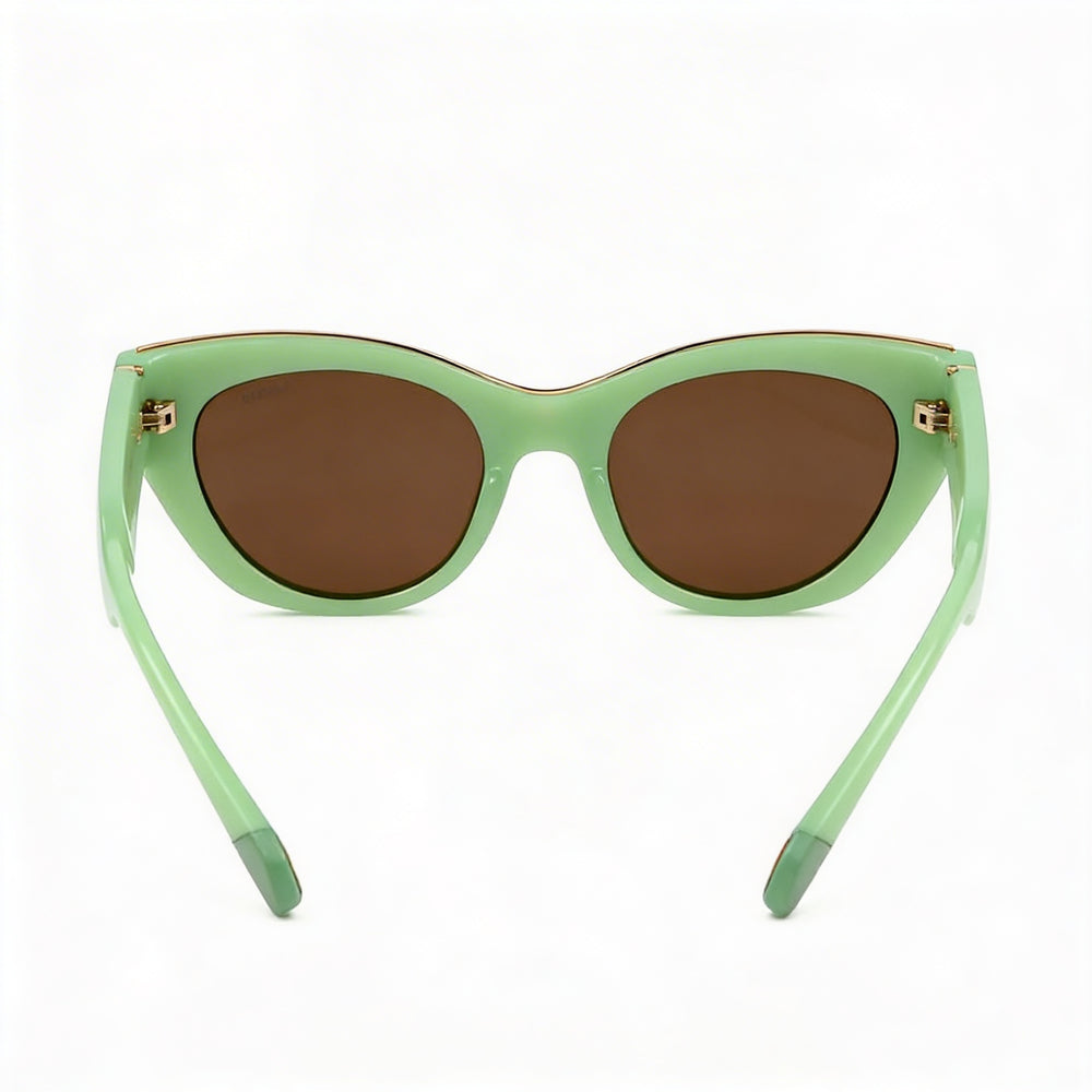 Gafas de Sol Polaroid Casuales para Mujer, Protección UV, Policarbonato Verde Escarchado, Lentes Bronce 50mm
