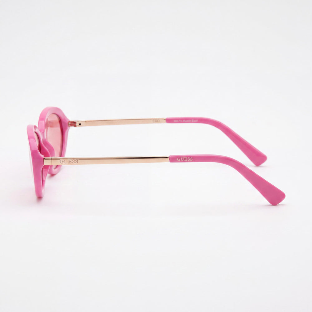 GUESS Women's Shiny Pink Injected Oval Non-polarised Sunglasses, Bordeaux Lenses, 51-18-145mm