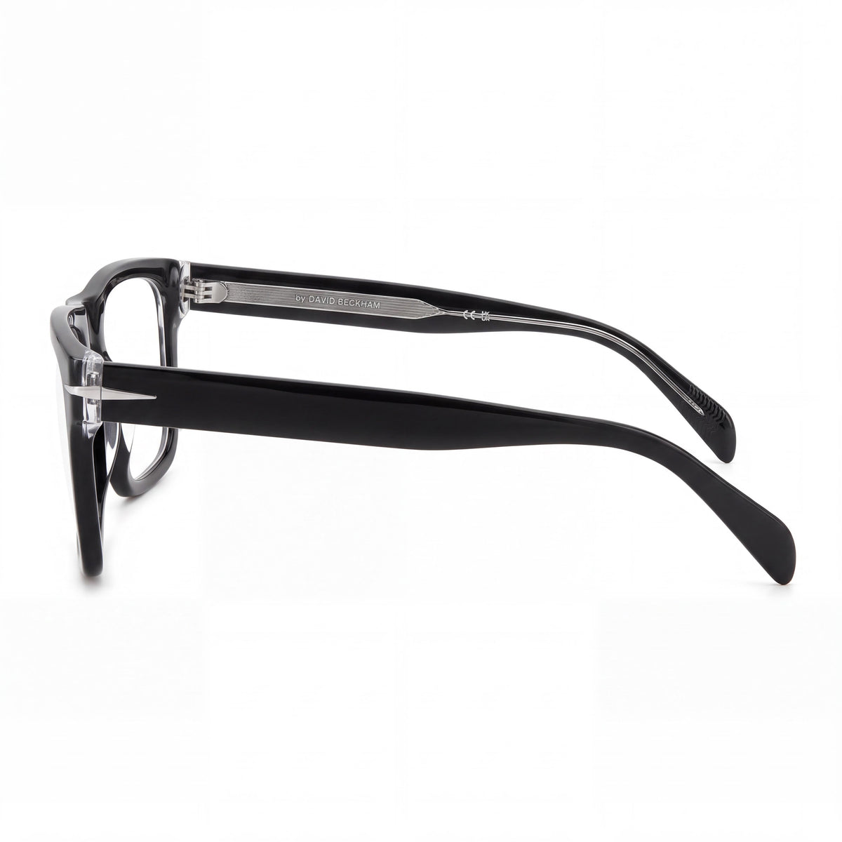 David Beckham Casual Men's Black Crystal Acetate Frame with Transparent Lenses, Non Polarized, 51-21-145, Photo 2