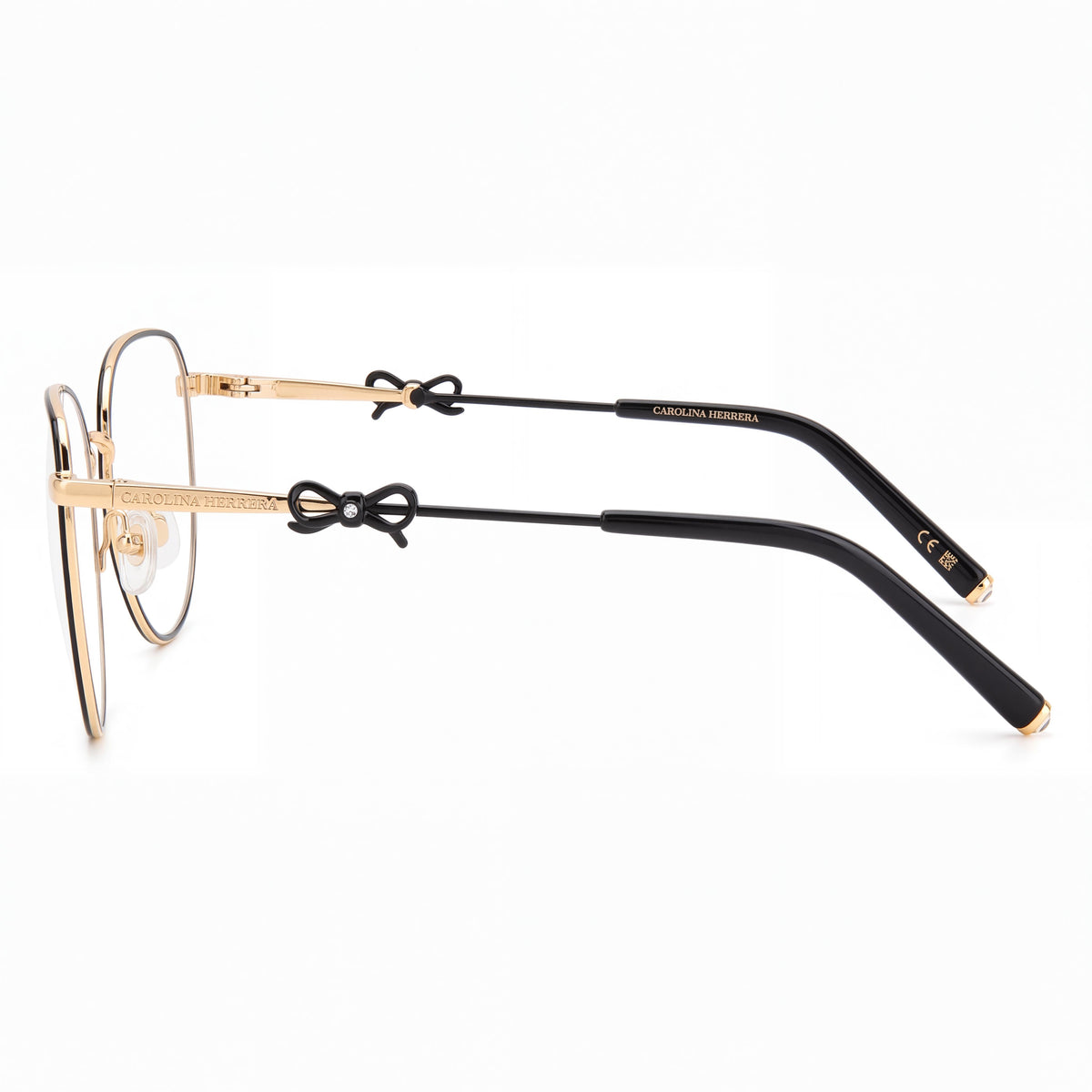 Carolina Herrera 0220 Women's Black Gold Cat Eye Metal Frame Non-Polarized Sunglasses, 56mm, Photo 3