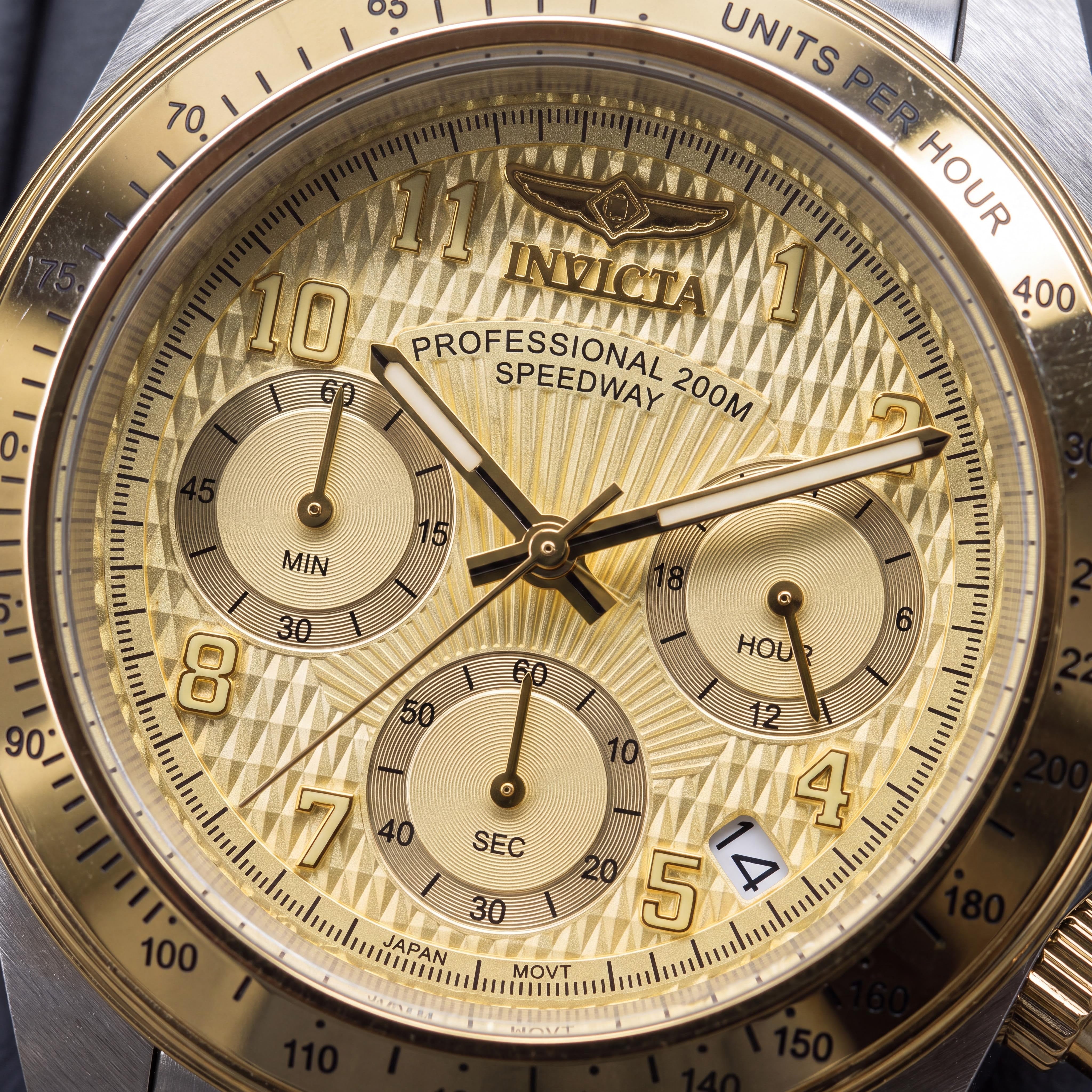 Invicta Speedway 49908 Men's Chronograph Stainless Steel Bracelet Watch, Gold Dial, 39mm, Photo 2