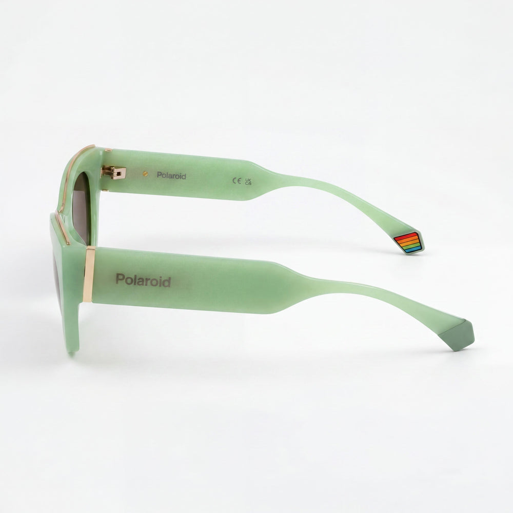 Polaroid Women's Casual Frosted Green Polycarbonate UV Protection Sunglasses, Bronze Lenses 50mm