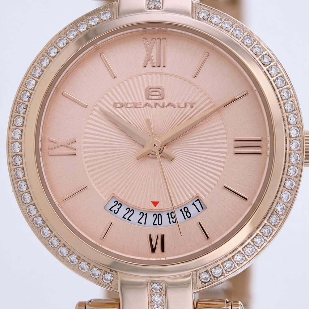 Reloj Oceanaut OC0291 de cuarzo de acero inoxidable chapado en oro rosa, resistente al agua y con cristal mineral resistente a los arañazos para mujer