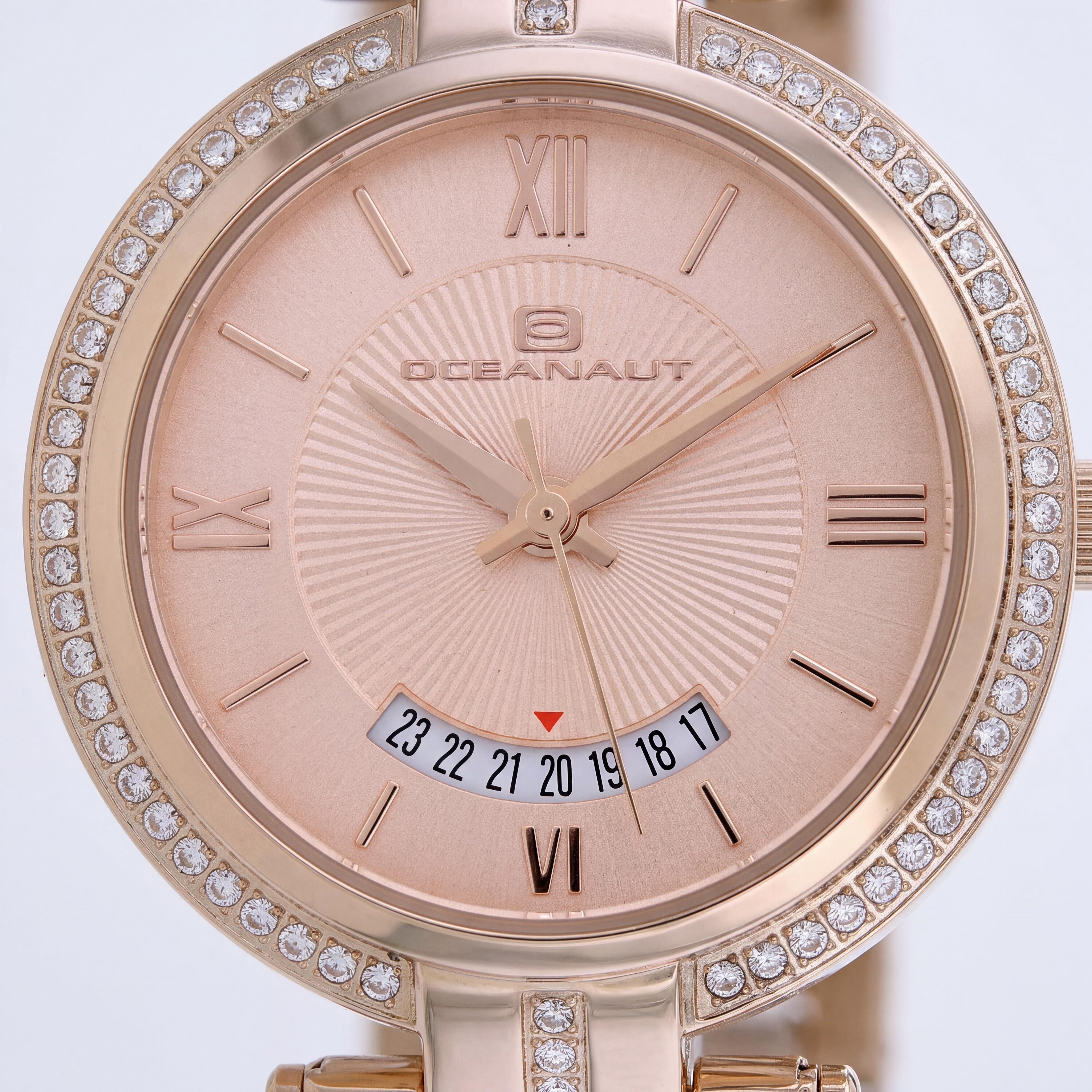 Oceanaut OC0291 Women's Rose Gold Stainless Steel Quartz Water Resistant Watch with Scratch-Resistant Mineral Crystal, Photo 2