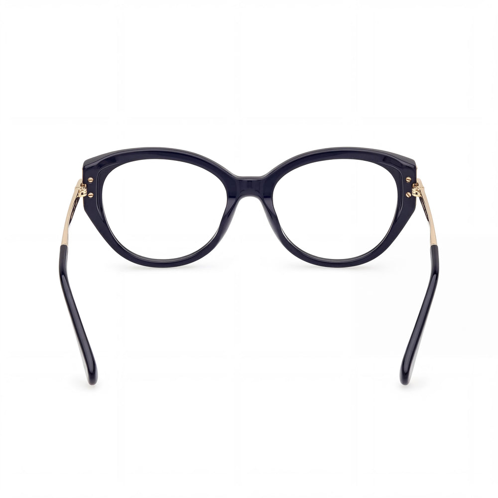 Gafas de plástico para hombre MaxMara Mm5116 azul brillante, oro pálido brillante con lentes azules brillantes de 52 mm