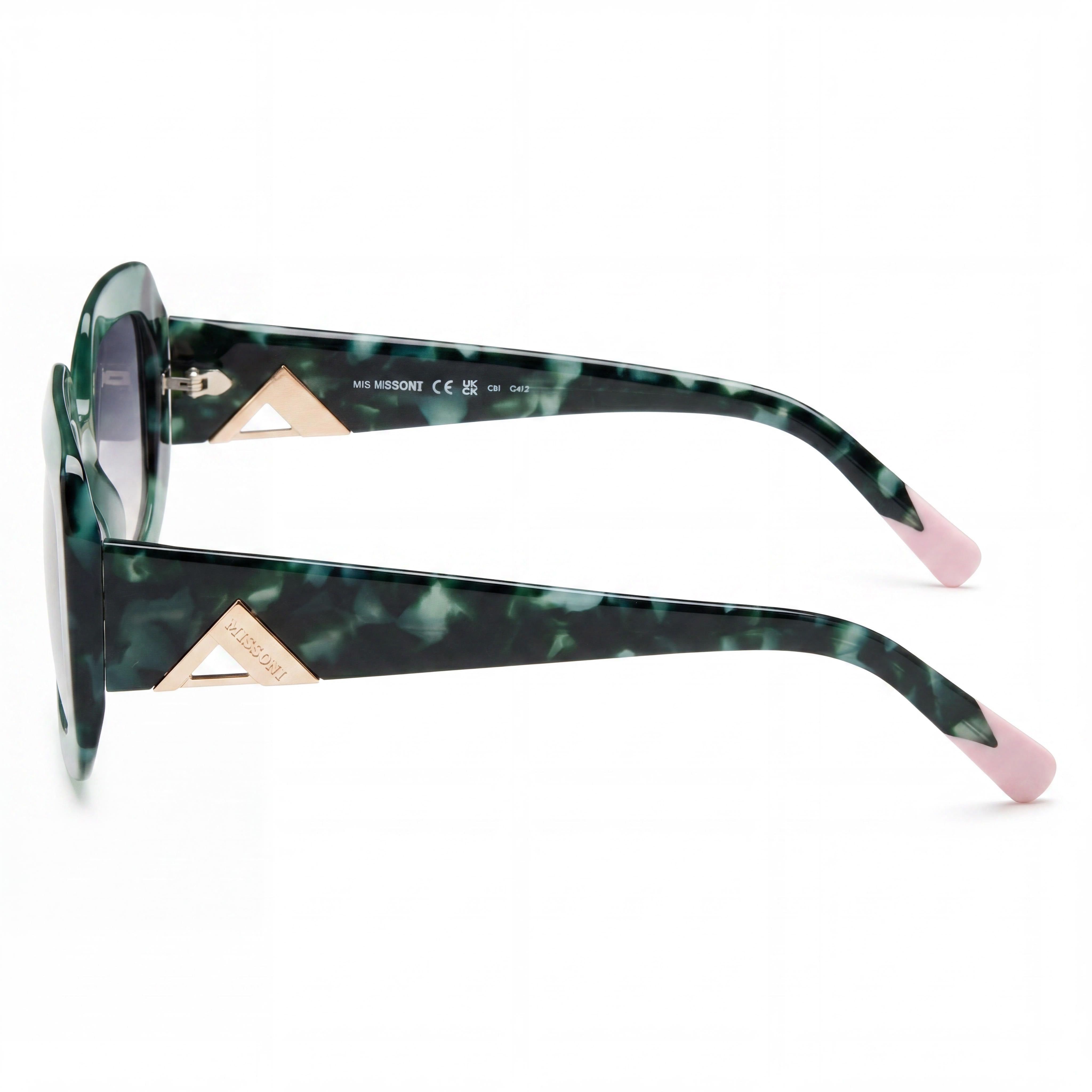 Gafas de sol Missoni de temporada para mujer, color verde, rosa y habana, de acetato y protección UV, 54 mm, Photo 3