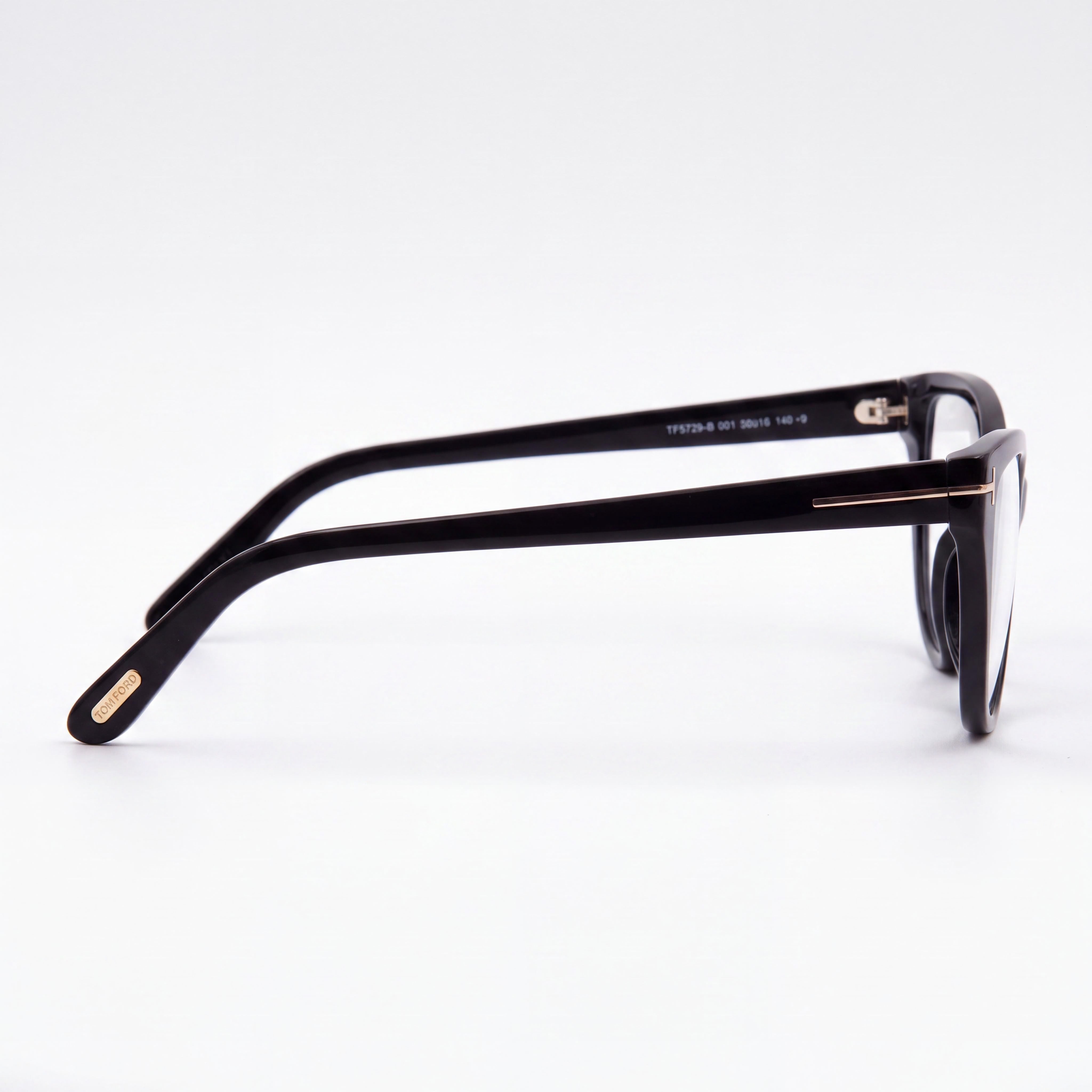 Tom Ford FT5729-B Women's Cat Eye Plastic Blue-Light Block Eyeglasses Shiny Black 56mm, Photo 3