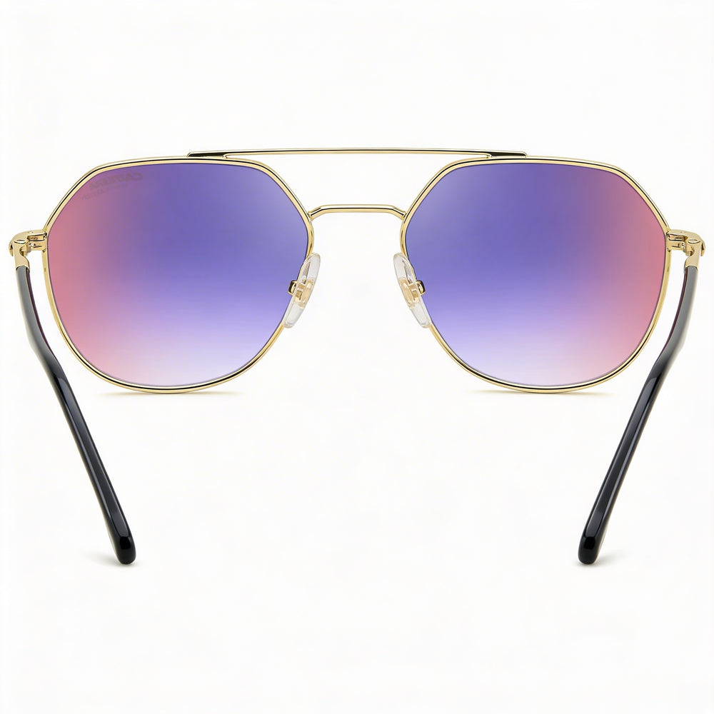 Carrera 303/S Unisex Metal Festival Edition Sunglasses, Black Gold Frame, Blue Shaded Red Lenses, 53mm