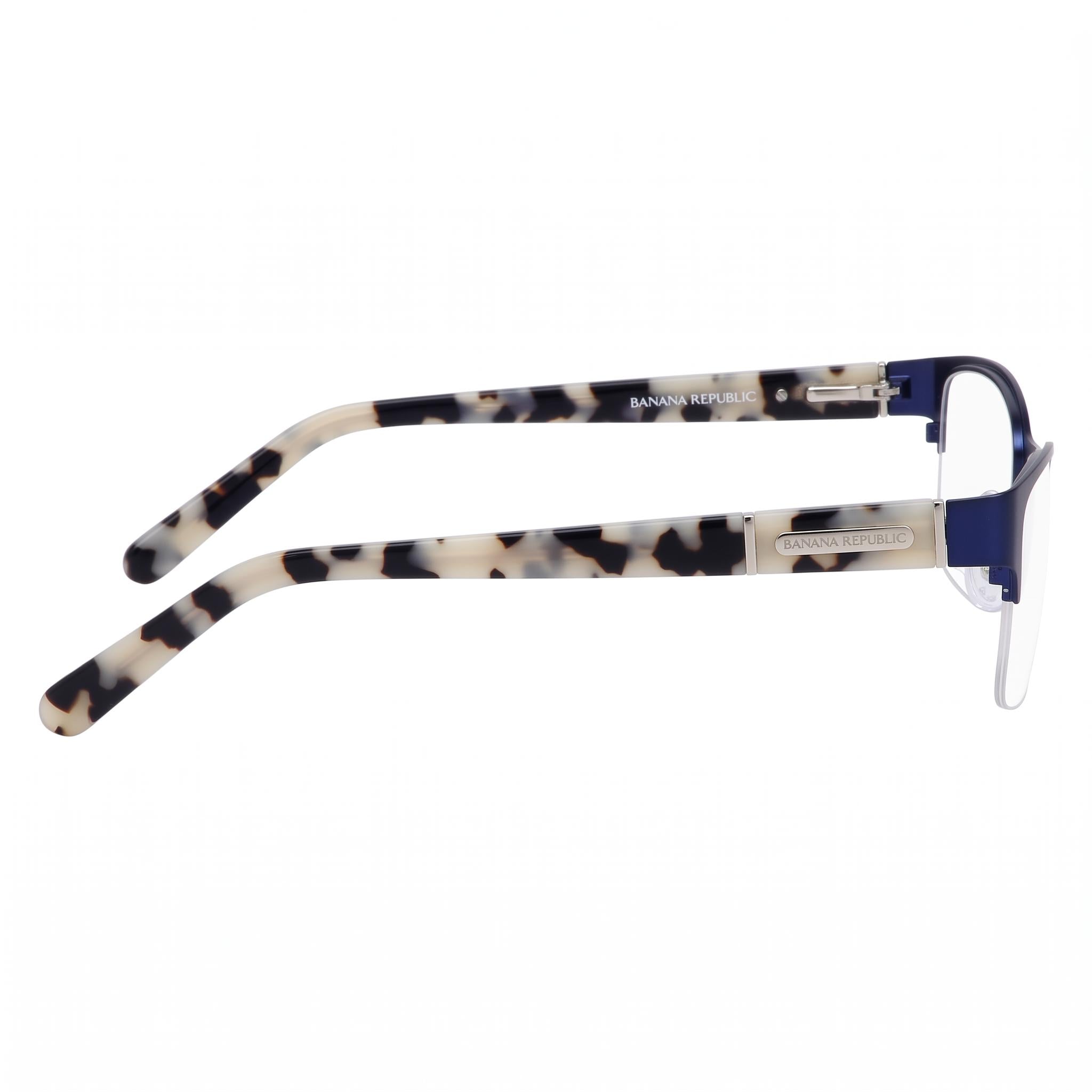 BANANA REPUBLIC Jordyn Unisex Navy Metal Semi-Rimless Rectangular Eyeglasses with Clear Lenses - 54mm, Photo 2