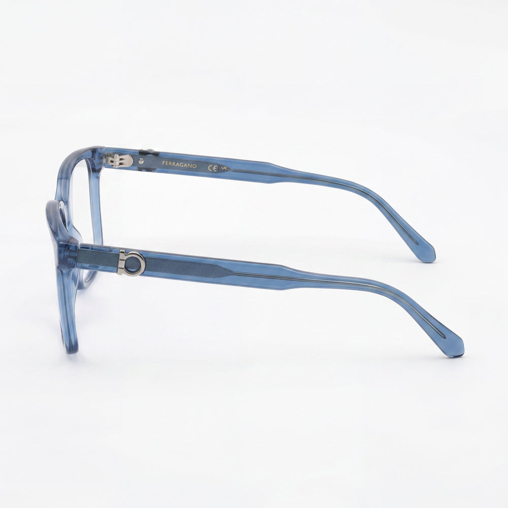 Ferragamo Men’s Casual SF3043E Ophthalmic Eyeglasses Transparent Blue Frame (Acetate or Metal) 57-16-145