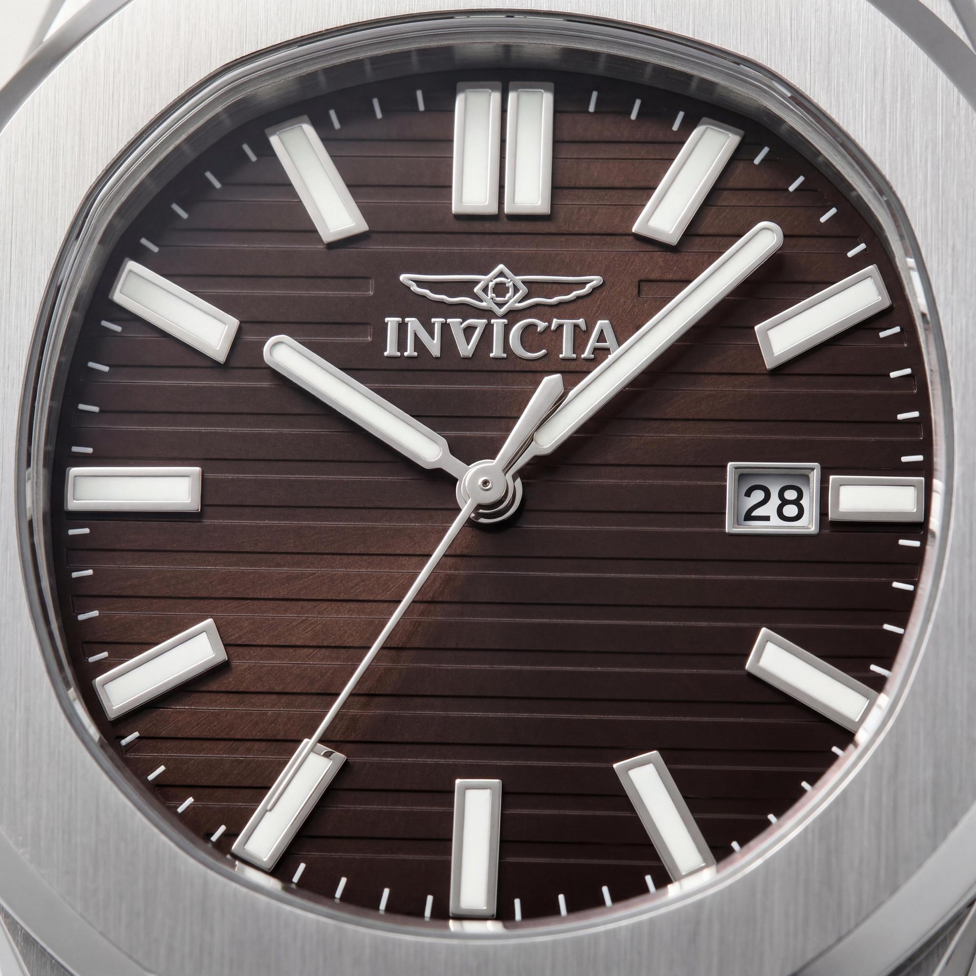 Reloj de cuarzo unisex Invicta Speedway 48321 de 41 mm con pulsera de acero inoxidable plateada y esfera marrón., Photo 2