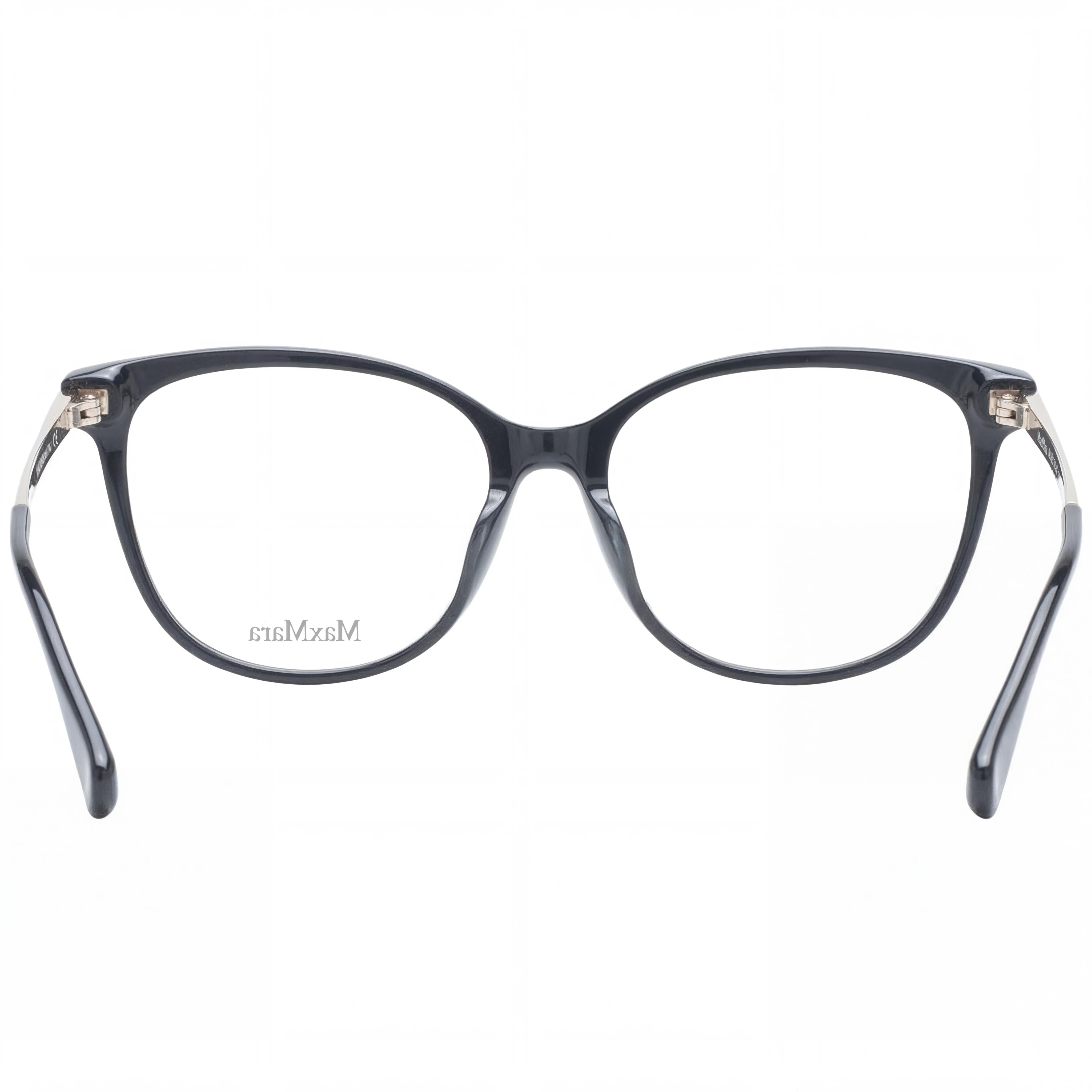 MaxMara Mm5008-f Women's Shiny Black Acetate Full-Rim Square Eyeglasses with Transparent Lenses 54-16-145, Photo 2