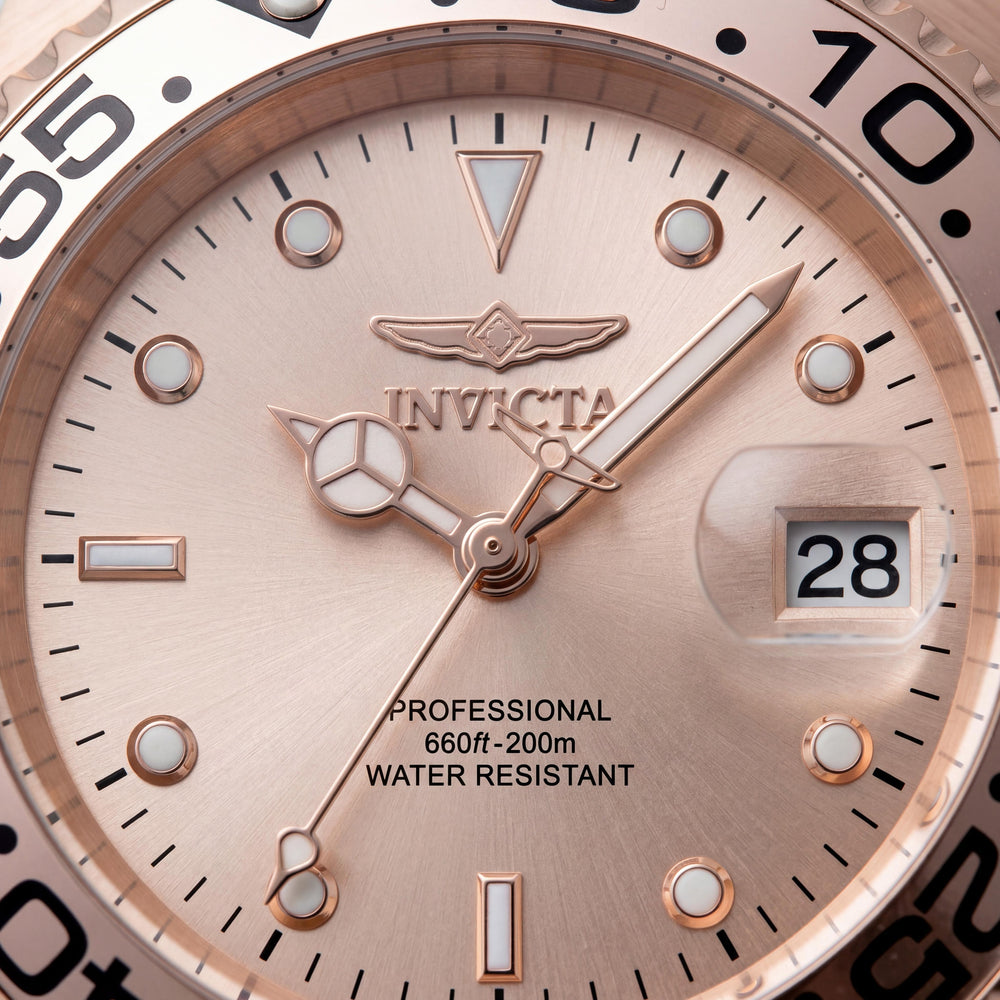 Invicta Pro Diver 48386 Reloj de Cuarzo Unisex, 38mm Acero Inoxidable, Esfera Oro Rosa, 200m Resistente al Agua