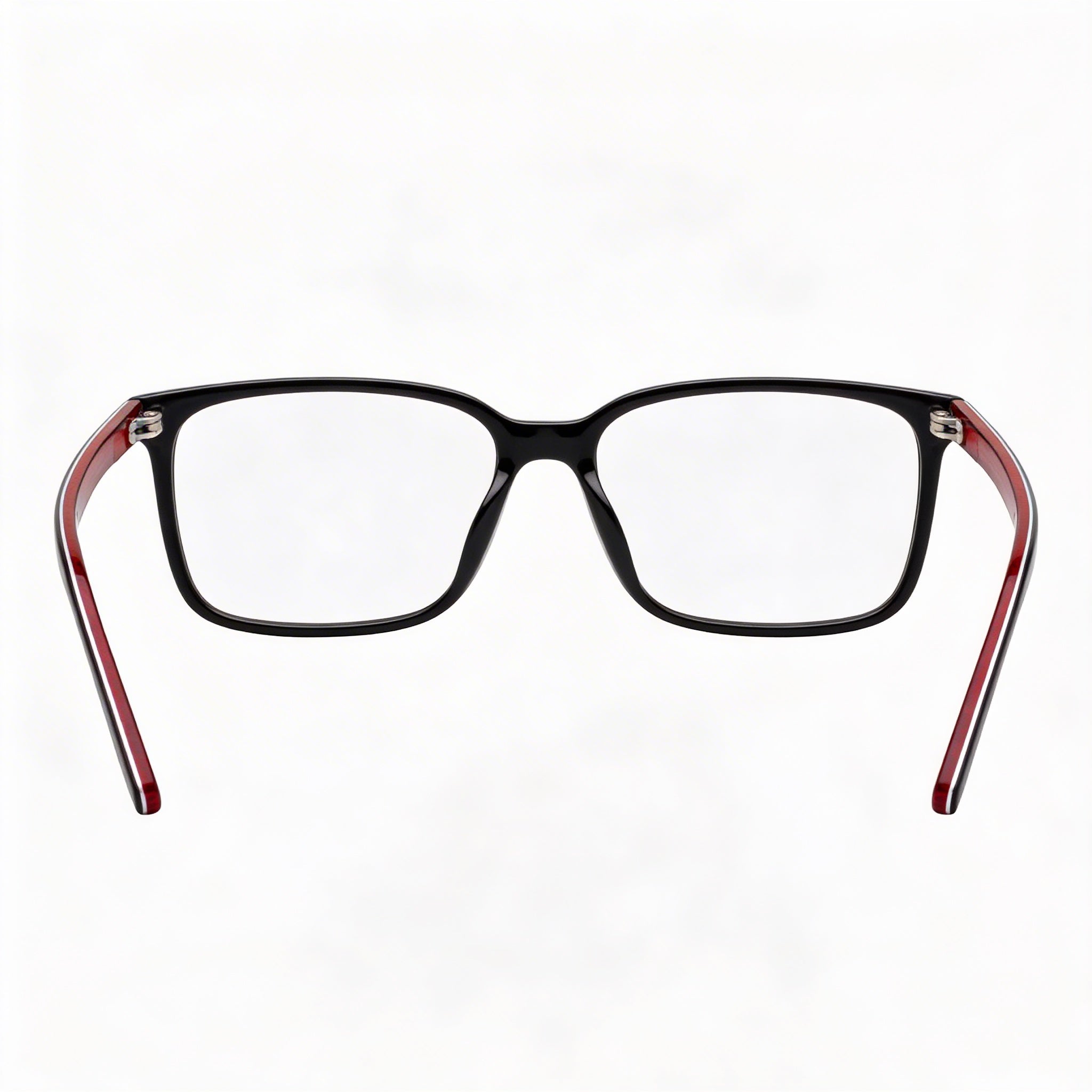 HUGO Rectangular Square Unisex Acetate Eyewear Shiny Black Transparent Red 54-16-145mm, Photo 2