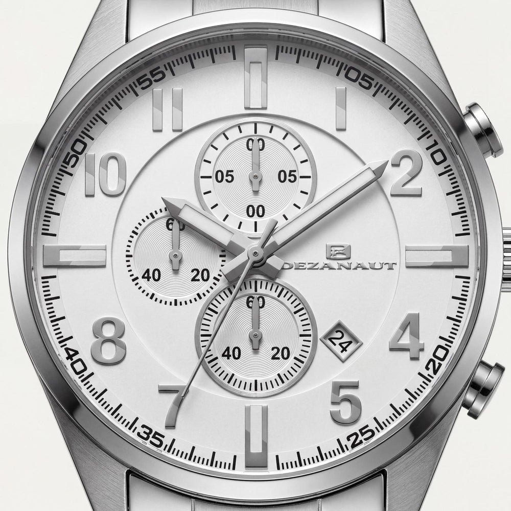 Reloj Oceanaut para hombre, cronógrafo de cuarzo, acero inoxidable, esfera plateada, resistente al agua hasta 100 m.