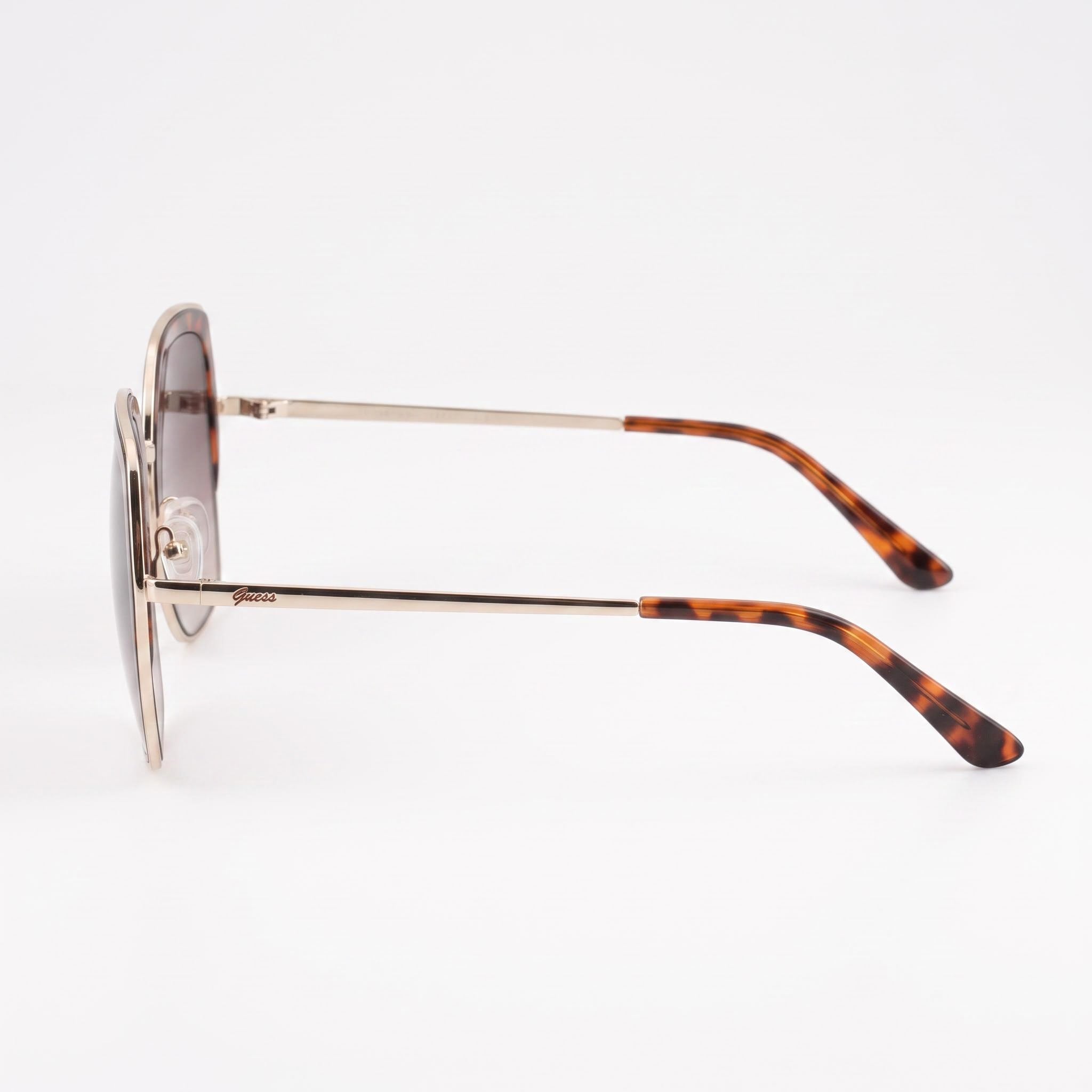 GUESS Retro Women's Pale Gold Metal Frame Brown Gradient Lenses 100% UV Protection Sunglasses 59mm, Photo 3