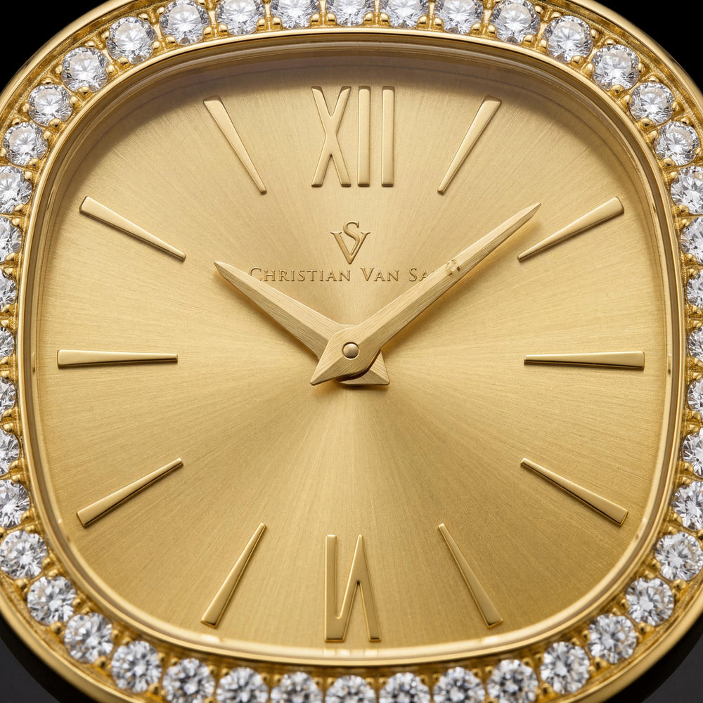 Christian Van Sant CV1265 Women's Gold-Tone Stainless Steel Quartz Watch, Gold Dial, Water Resistant, Mineral Crystal