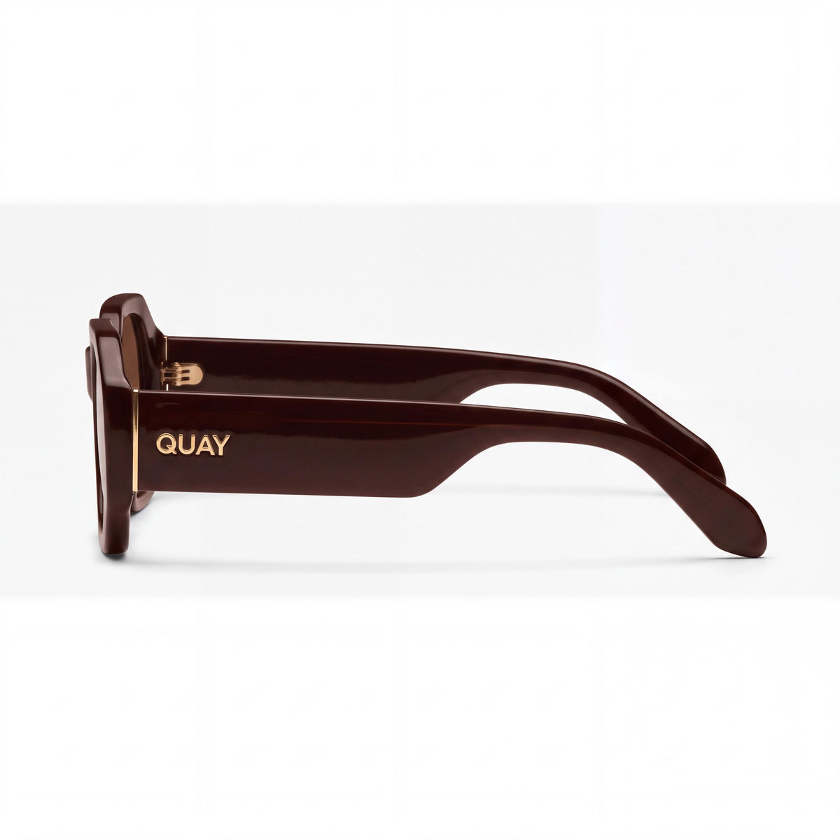 QUAY AUSTRALIA HYPED UP Unisex Square Champagne Brown Plastic Frame Brown Lens Non-Polarized Sunglasses 53mm, Photo 3