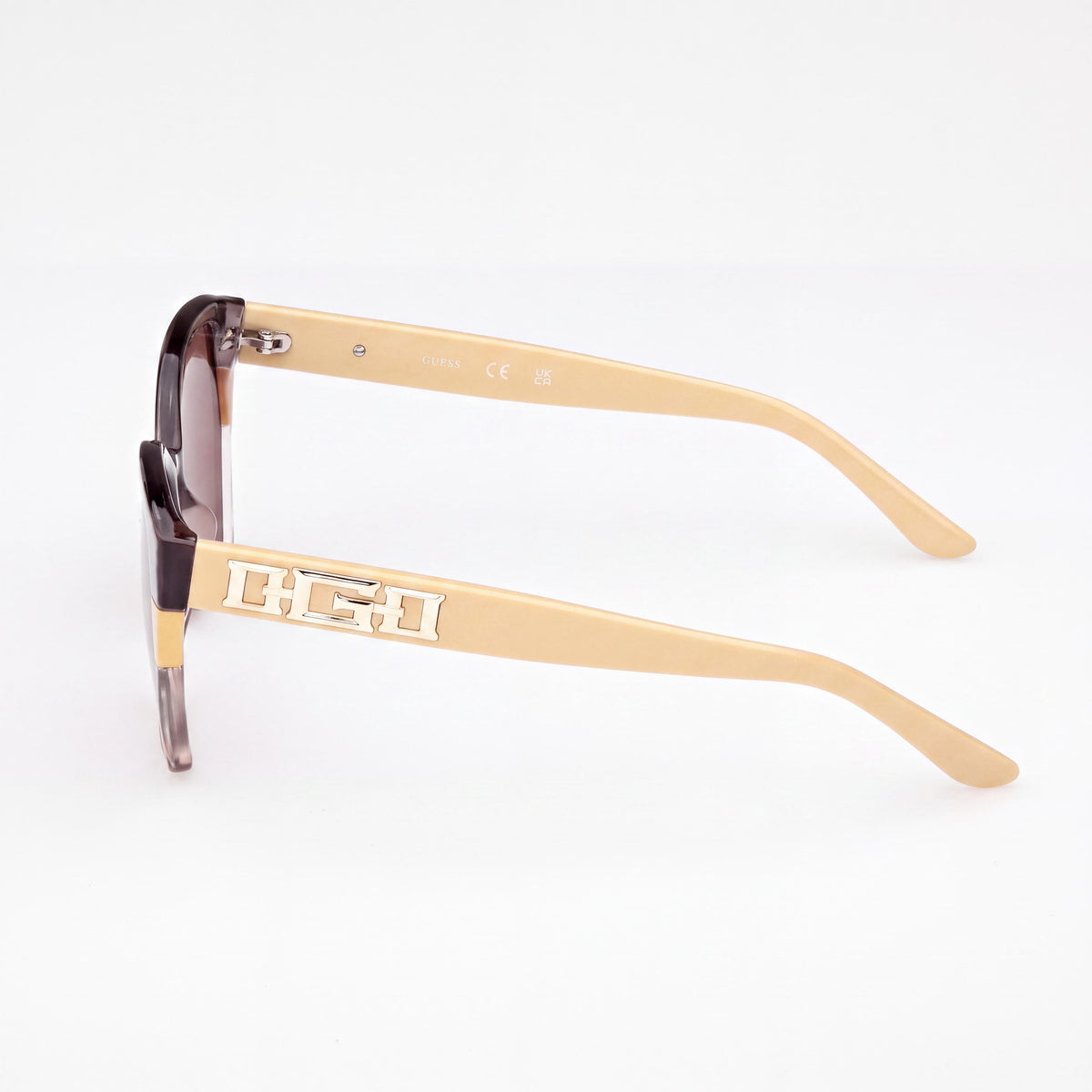 GUESS Gu7912 Women's UV Protective Sunglasses with Yellow Striped Polycarbonate Frame and Brown Lenses, 55mm, Photo 3