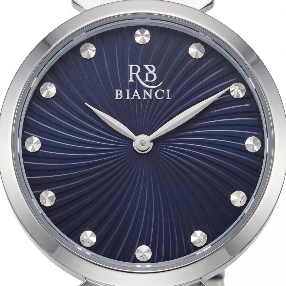 Reloj Roberto Bianci RB0202 Brillare para mujer, caja y brazalete de acero inoxidable azul, movimiento de cuarzo, resistente al agua y a los arañazos