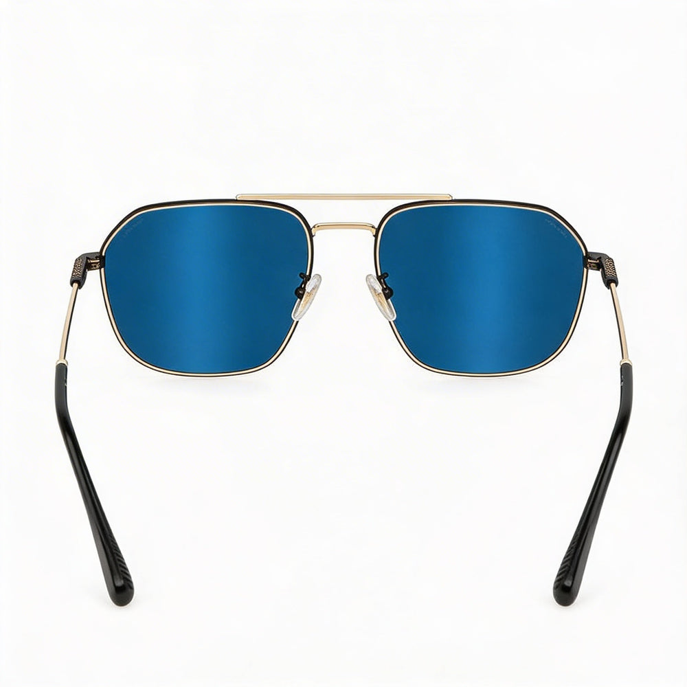 POLICE Splf64-57300b Men's Gold Tone Metal Frame Non-Polarized Blue Mirror Sunglasses 57mm