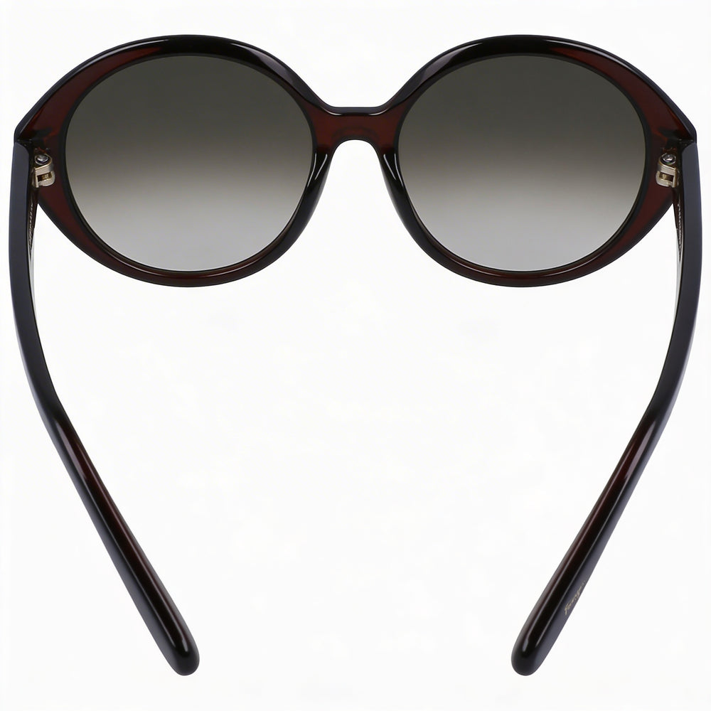 Gafas de sol ovaladas de plástico color marrón cristal Ferragamo SF1067S para mujer con lentes grises degradadas y 100 % de protección UV, 57 mm