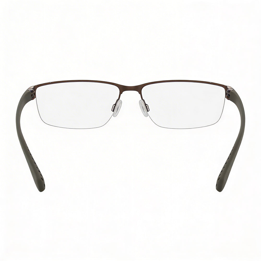 Nike Casual Men's Prescription Eyeglasses with Transparent Plastic Lenses in Walnut Cargo Khaki, Size 56-16-140