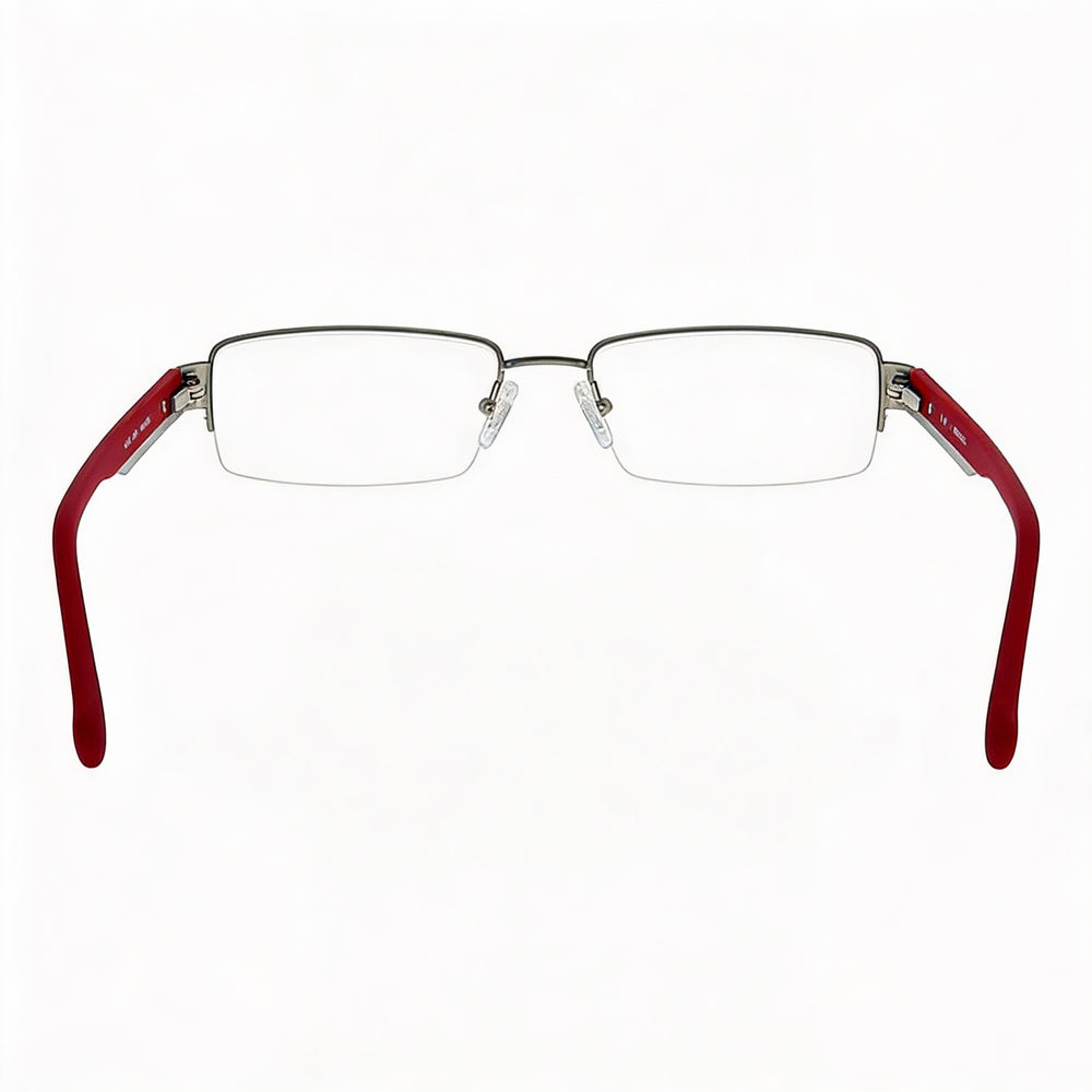 GUESS Eyewear for Men and Women, Silver Red Metal Optical Frame with Non- Lenses, Size 55-18-145