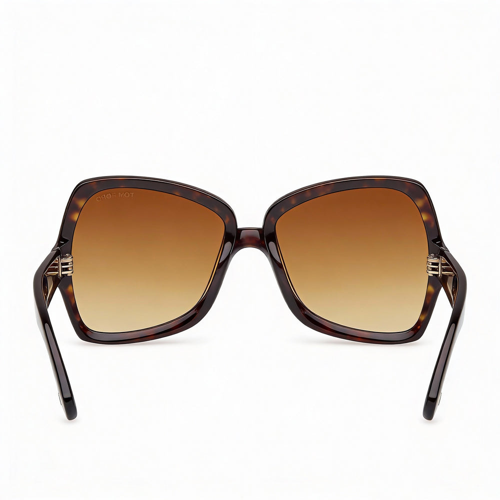 Tom Ford Clásico Women's Eyewear with Dark Havana Brown Gradient Plastic Frame and Black Polycarbonate Lenses 60mm