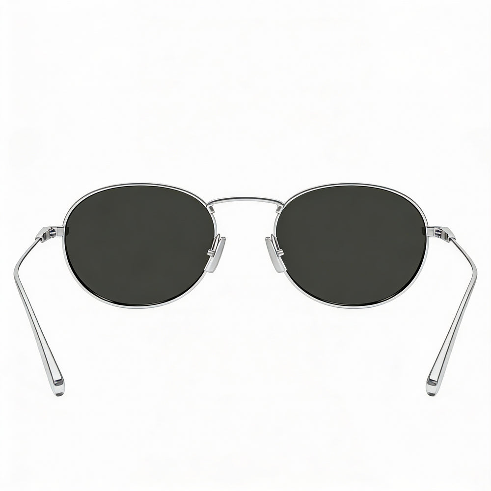 Gafas de sol polarizadas Saint Laurent SL 799-002 para mujer, con montura metálica gris plateada y lentes negras, 52 mm