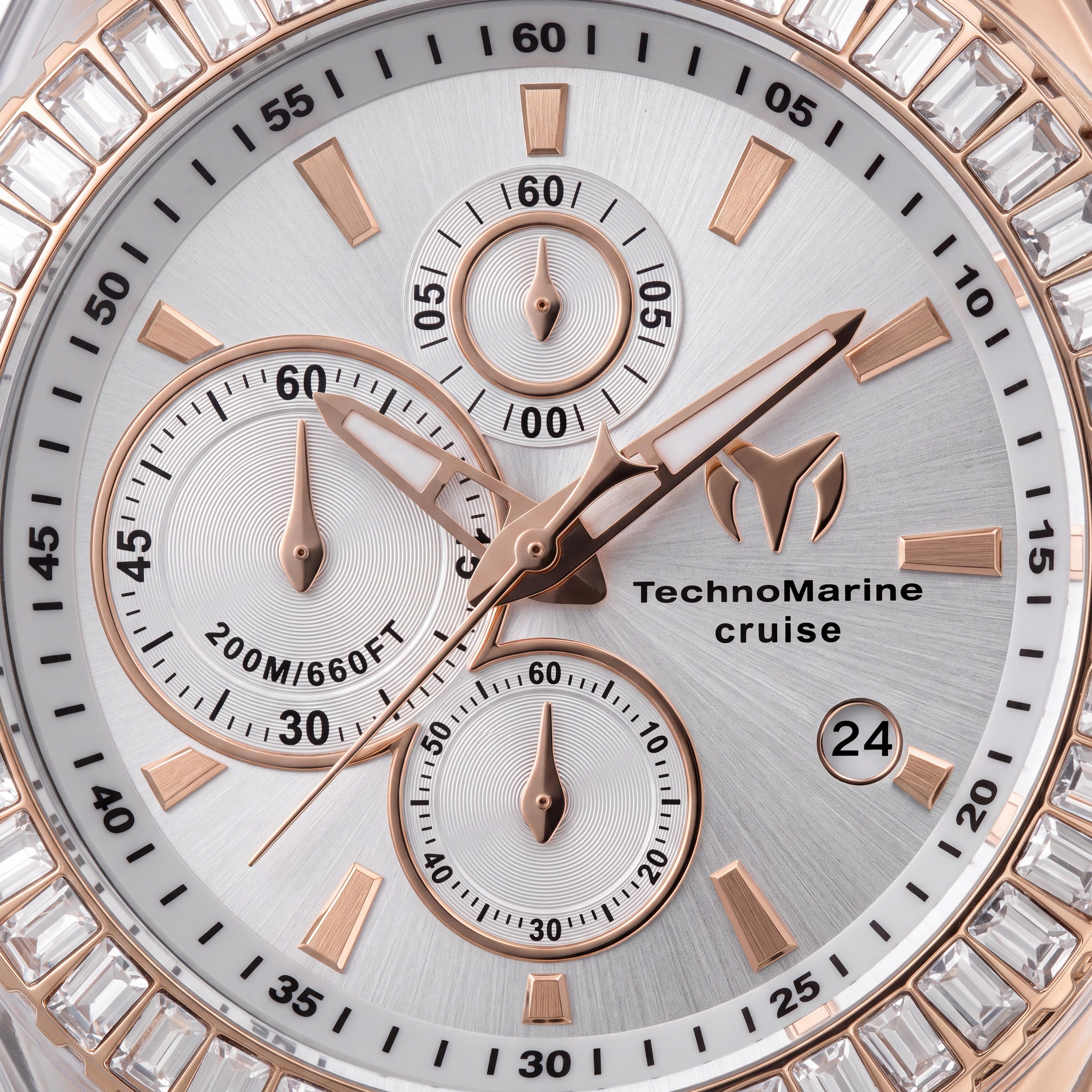 Technomarine Men's TM-121161 Cruise Chronograph Quartz Watch, Rose Gold-tone Case, White Silicone Band, 45mm, Photo 2