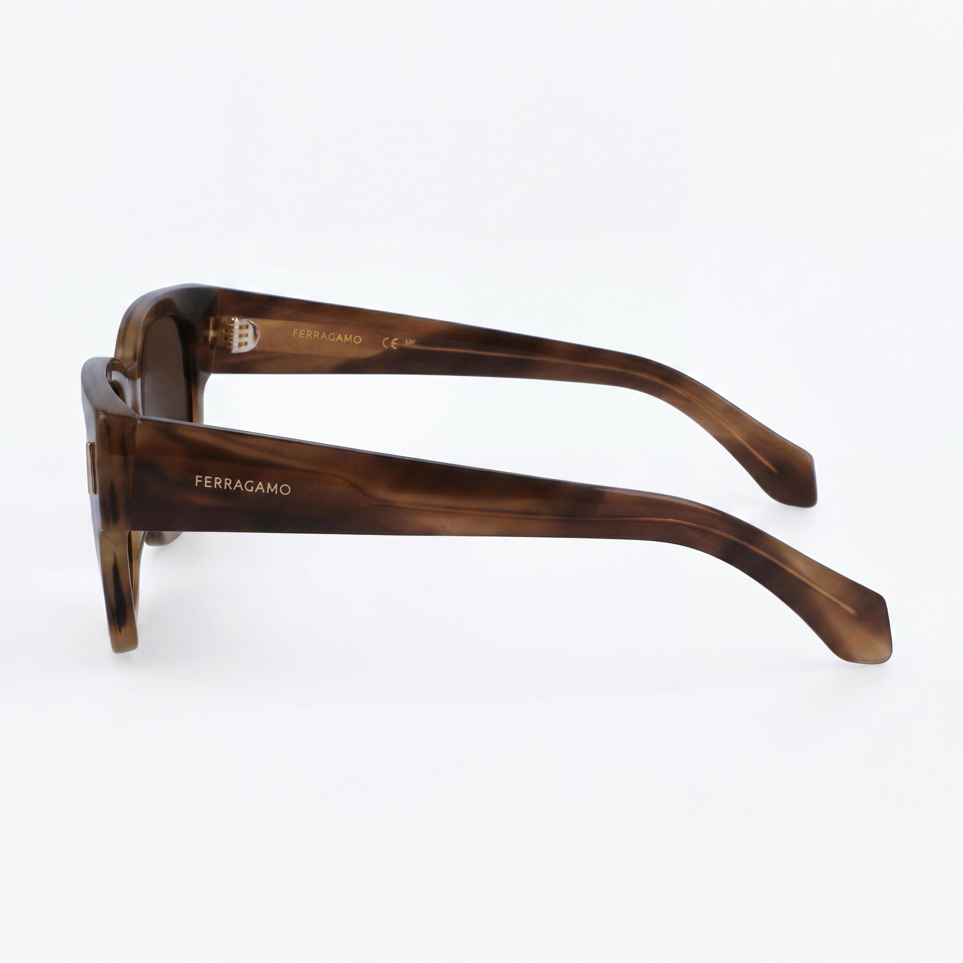 Salvatore Ferragamo Sf2010s Gafas de Sol para Hombre, Acetato a Rayas Caqui Marrón, 100% Protección UV, 52mm, Photo 3