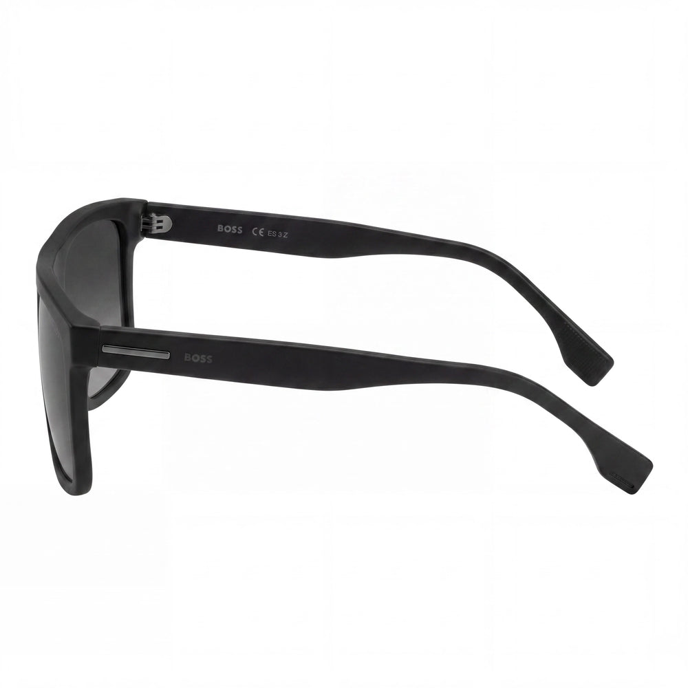 Hugo Boss BOSS 1440/S Gafas de sol clásicas para hombre, de plástico negro mate con lentes grises degradadas no polarizadas y protección UV 100%, 59 mm