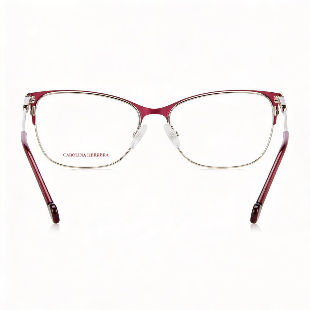 Gafas Carolina Herrera CH 0074 para mujer, montura de acero inoxidable en oro y cereza, de policarbonato, 53mm
