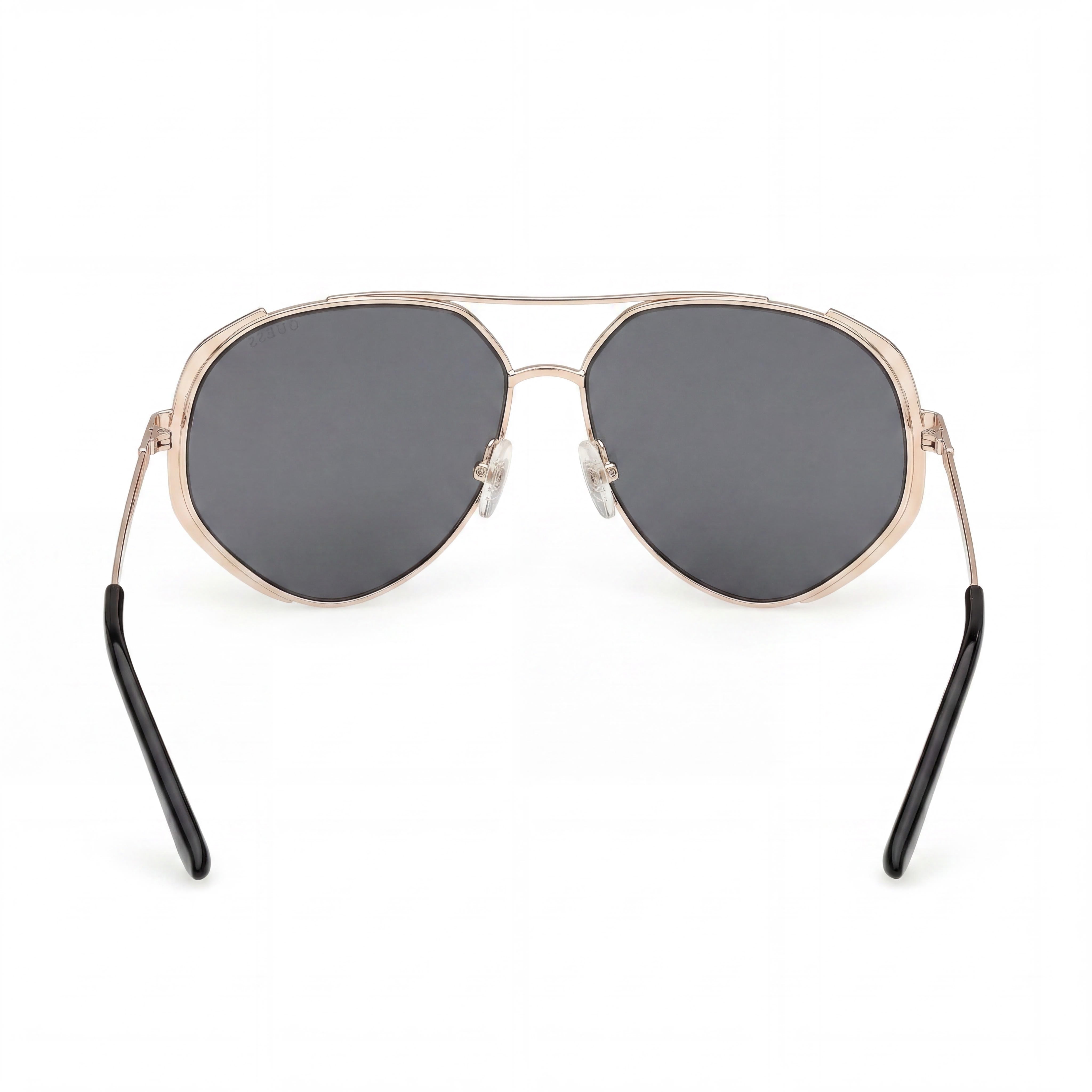 Gafas de sol GUESS de metal para mujer GU00219, Negro Mate Oro Pálido Brillante, Lentes de policarbonato con protección UV Ahumado 59 mm, Photo 4