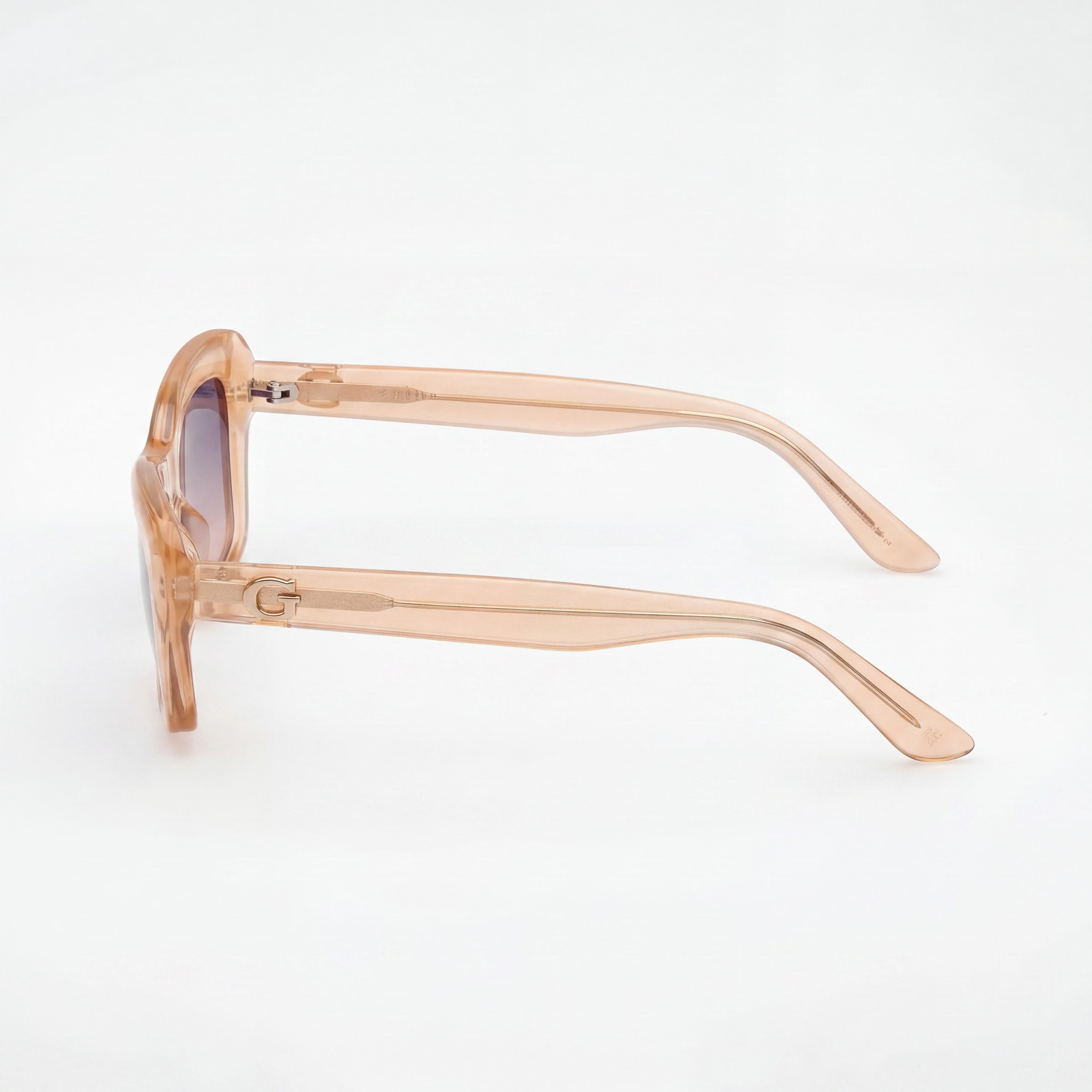 Gafas de sol rectangulares de plástico GUESS para mujer, color naranja claro brillante, lentes violetas espejadas degradadas con protección UV, 52-17-140, Photo 2