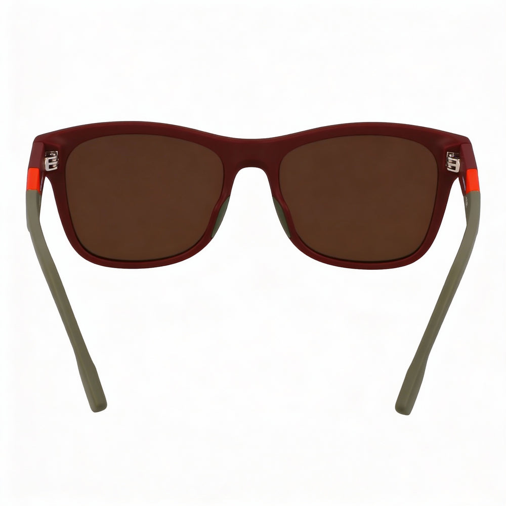 Gafas de sol Lacoste L6043s para hombre, de plástico burdeos mate, con protección UV de espejo naranja, 56 mm