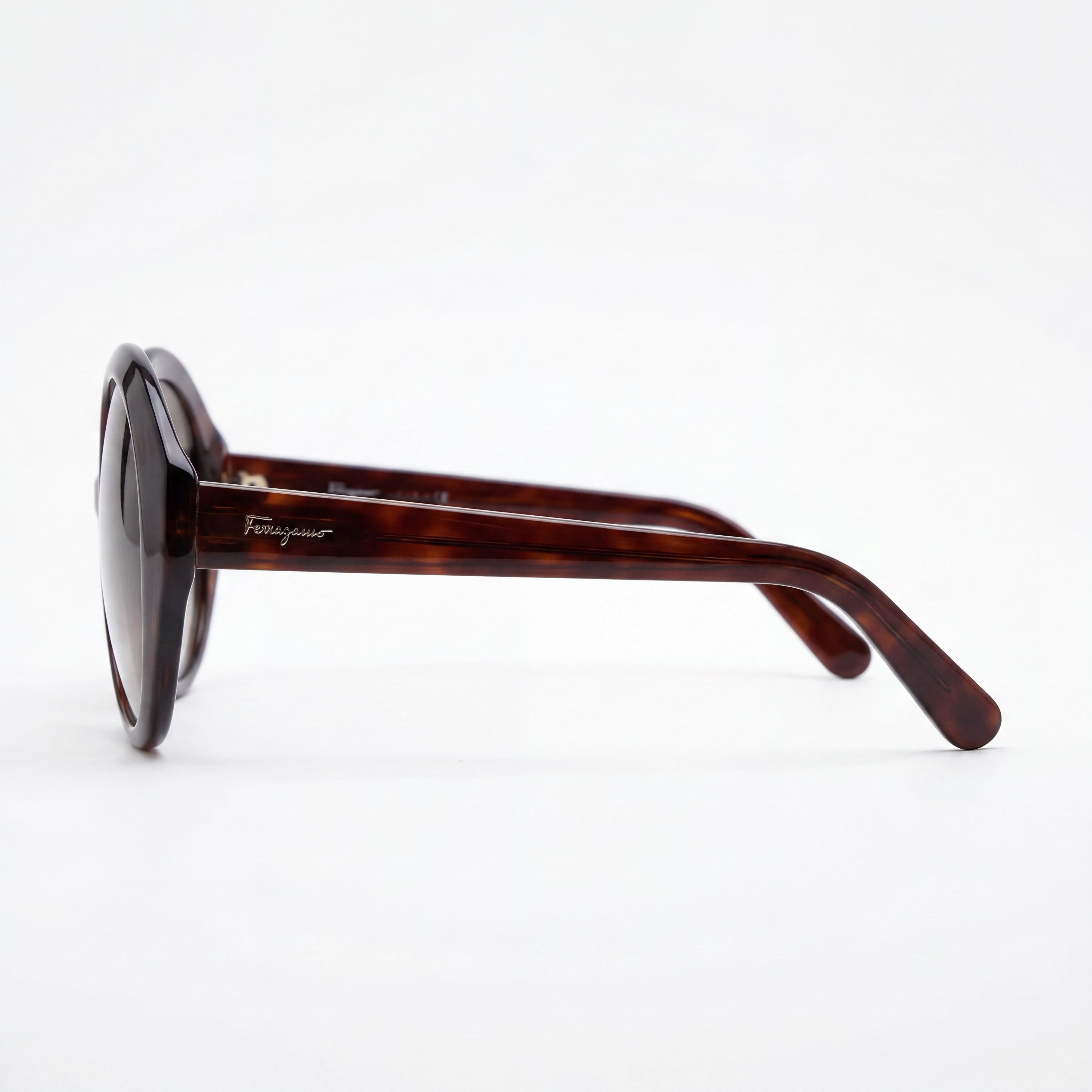 Ferragamo SF1067S Women's Oval Sunglasses, Crystal Brown Plastic Frame, Grey Gradient UV Protection Lenses 57mm, Photo 3